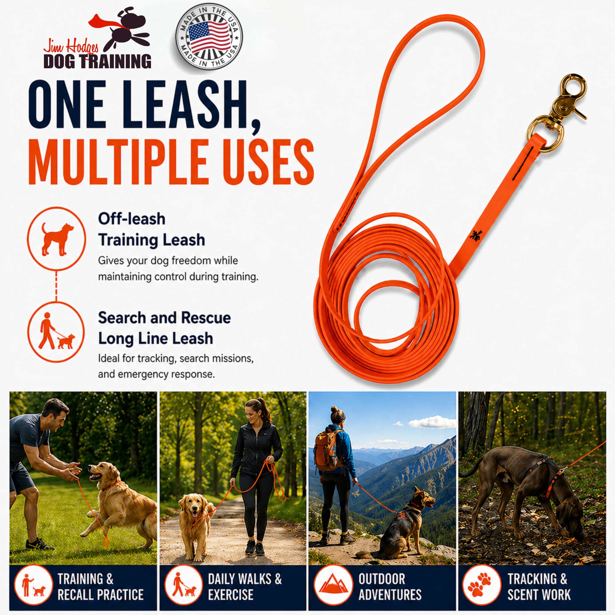 Gummy K9 - Guinzaglio lungo per cani, in biothane, lunghezza 3,5 m, 32,5 m, servizio di addestramento a camminata, lavabile, impermeabile, per gruppi K9, proprietari di cani e