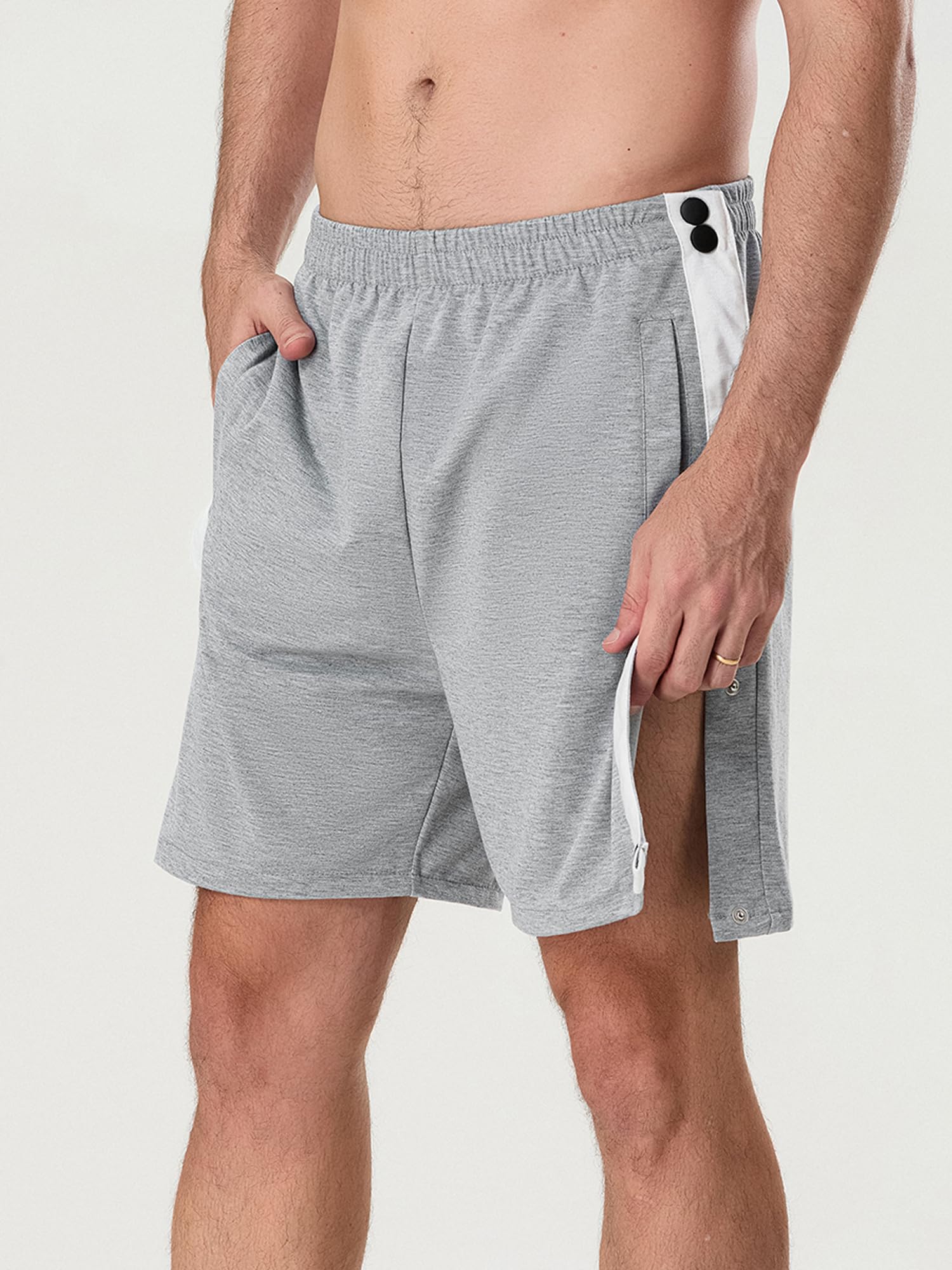 Sexy Outfit Pantaloncini Sportivi da Uomo a Strappo Chiusura con Bottoni Automatici Laterali Vita Elastica Pantaloncini da Allenamento per Palestra per Recupero Post Intervento Chirurgico con Tasche