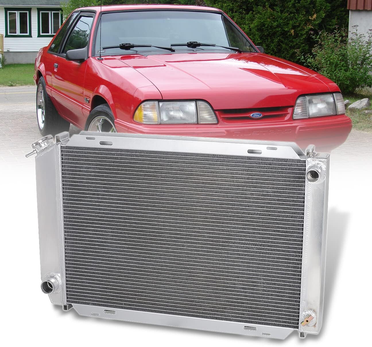 AJP Distributors Tri Core 3-Row Full Aluminum Radiator Engine Compatible/Replacement For Mustang Foxbody LX GT M/T Manual 1979 1980 1981 1982 1983 1984 1985 1986 1987 1988 1989 1990 1991 1992 1993