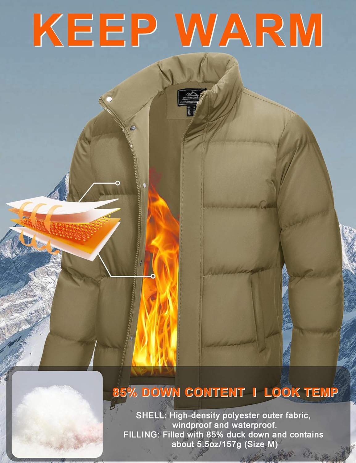 Cotrasen Men's Puffer Jacket Water Resistant Windproof Down Jackets Zip Up Warm Quilted Winter Coats for Men - Image 5