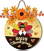 Vista 1 de [Temporizador] Letrero iluminado con corona de Feliz Acción de Gracias para decoración de puerta delantera, pavo y hojas de arce, letrero colgante