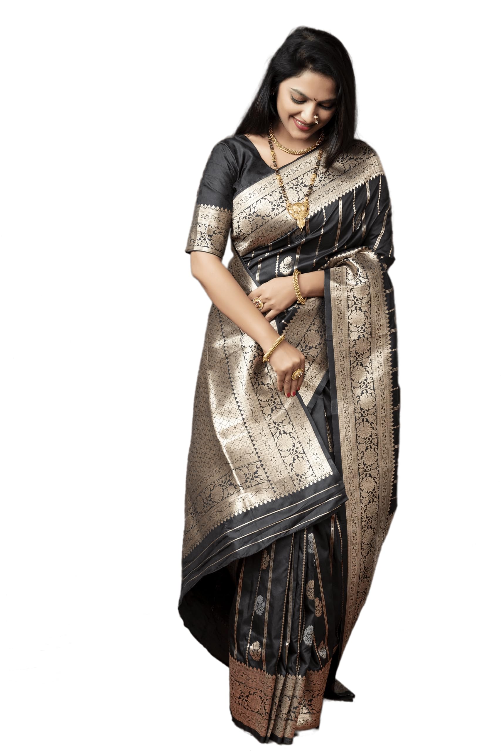 BE4ME.COMWomen's Paithani silk saree Wedding Wear Saree with Unstitched Blouse Piece (1)