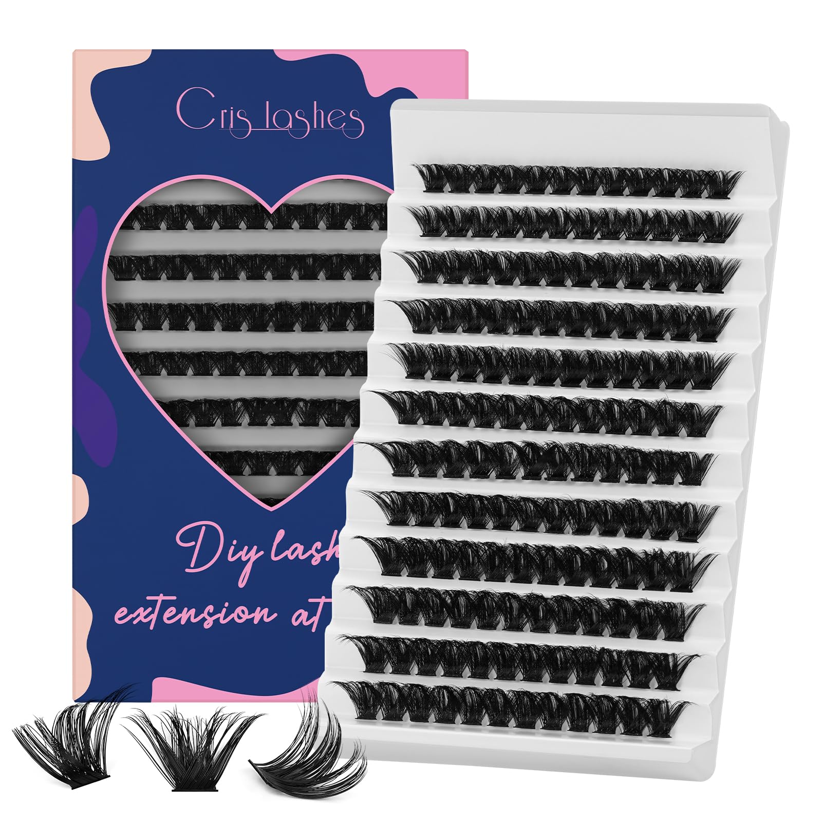 Lash Clusters 144 Pcs, Crislashes Cluster Lashes D Curl 12-18mm Mixed Eyelash Clusters Wispy Manga Lashes Look Reusable at Home Lash Extension (D curl 12-18mm)