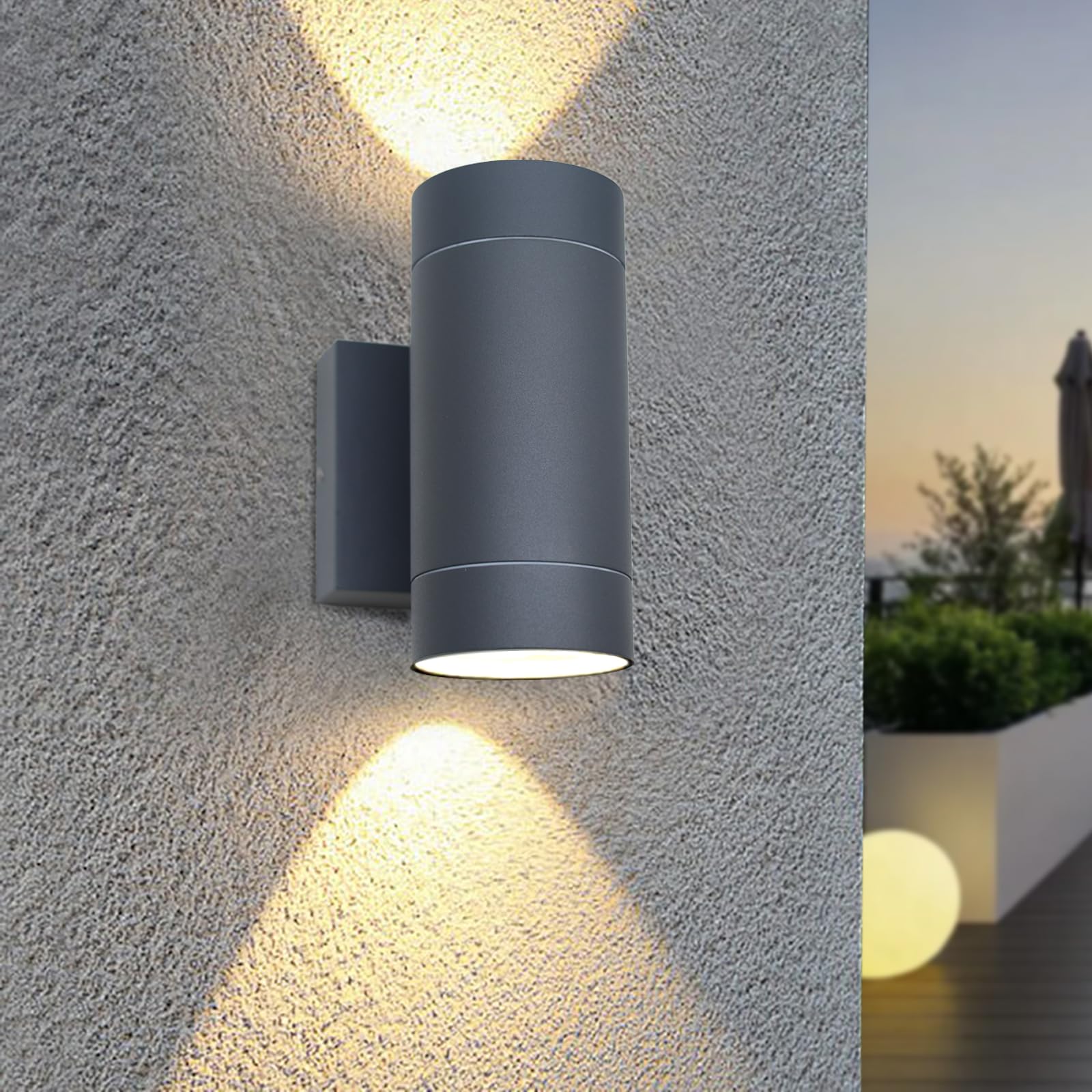 Lampada da parete per esterni yopol 2xgu10 cilindro grigio in