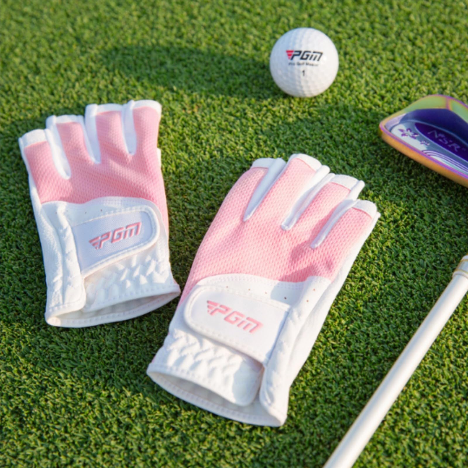 Guante Golf, Guantes de Golf Abiertos for Mujer, Cubierta Protectora Solar de Malla Transpirable for Mano Izquierda y Derecha, Verano, 1 par Guantes Golf