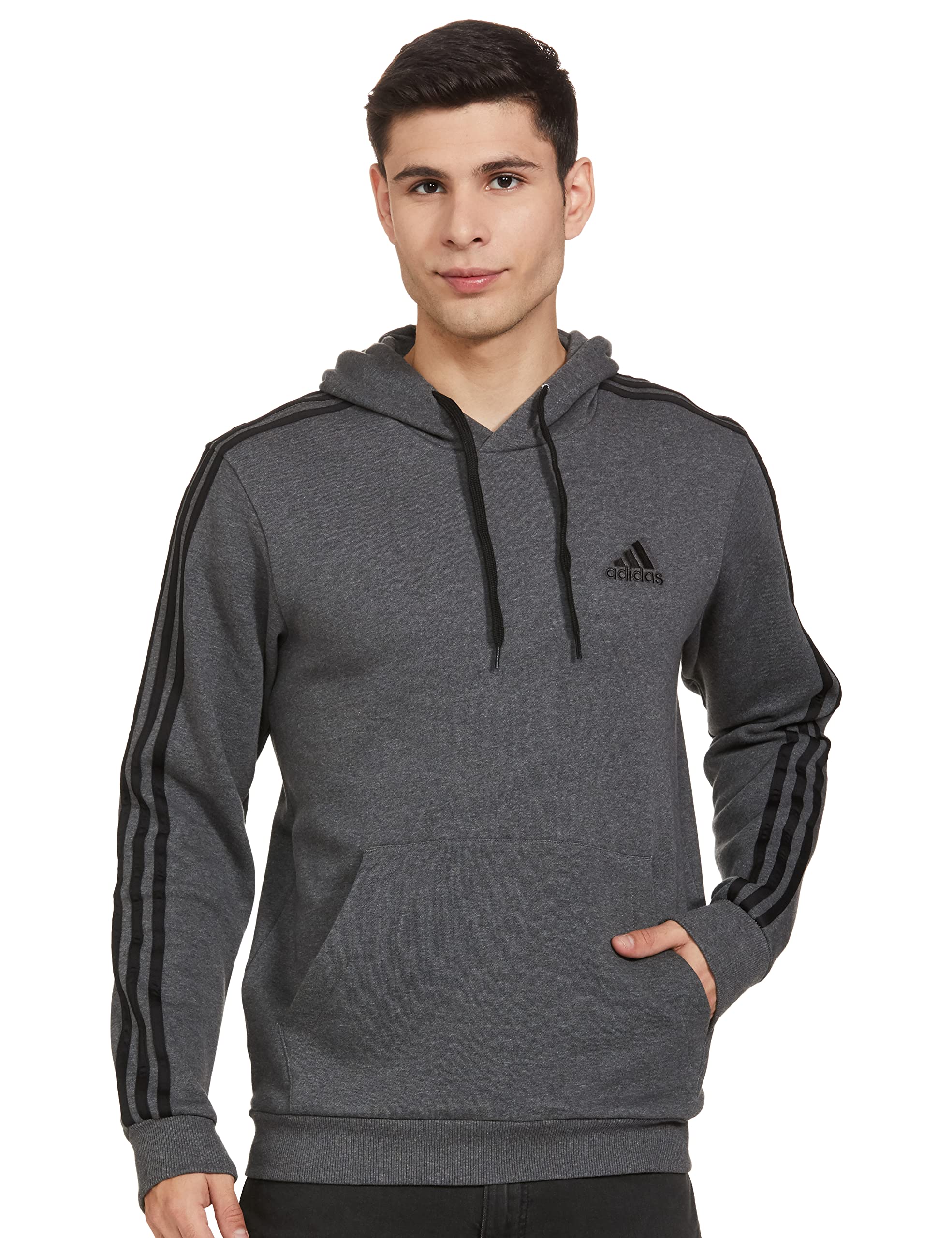 Mens M 3S Fl Hd Sweatshirt (Hs6076_2Xl, Dark Grey Heather/Black, 2Xl)-image-35