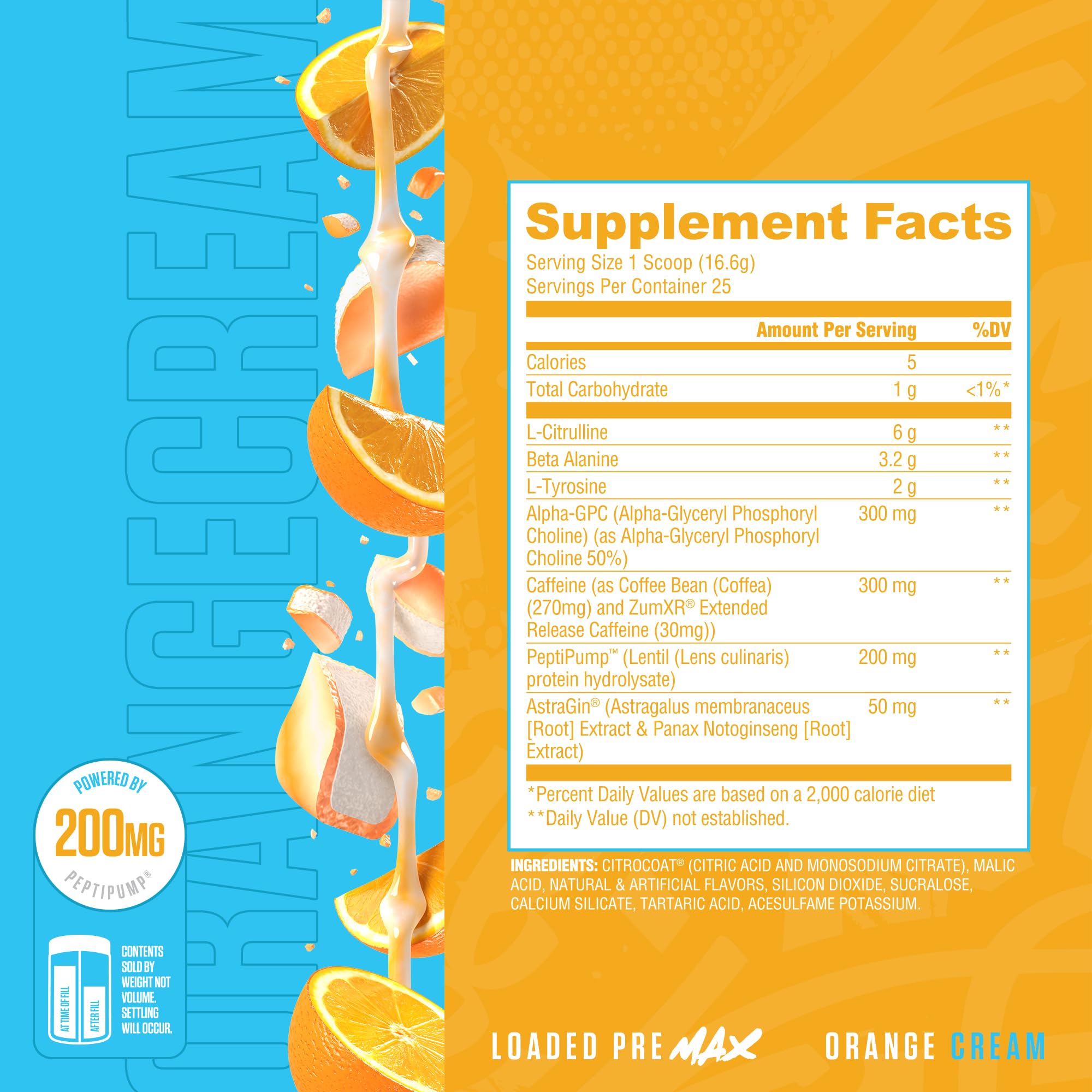 Ryse Loaded Pre Max Pre Workout Powder - Orange Cream - 300mg Dual-Phase Caffeine for Sustained Energy for Men & Women - L-Citrulline, PeptiPump & Alpha-GPC for Power, Pumps & Focus - 25 Servings — Amazon image 2