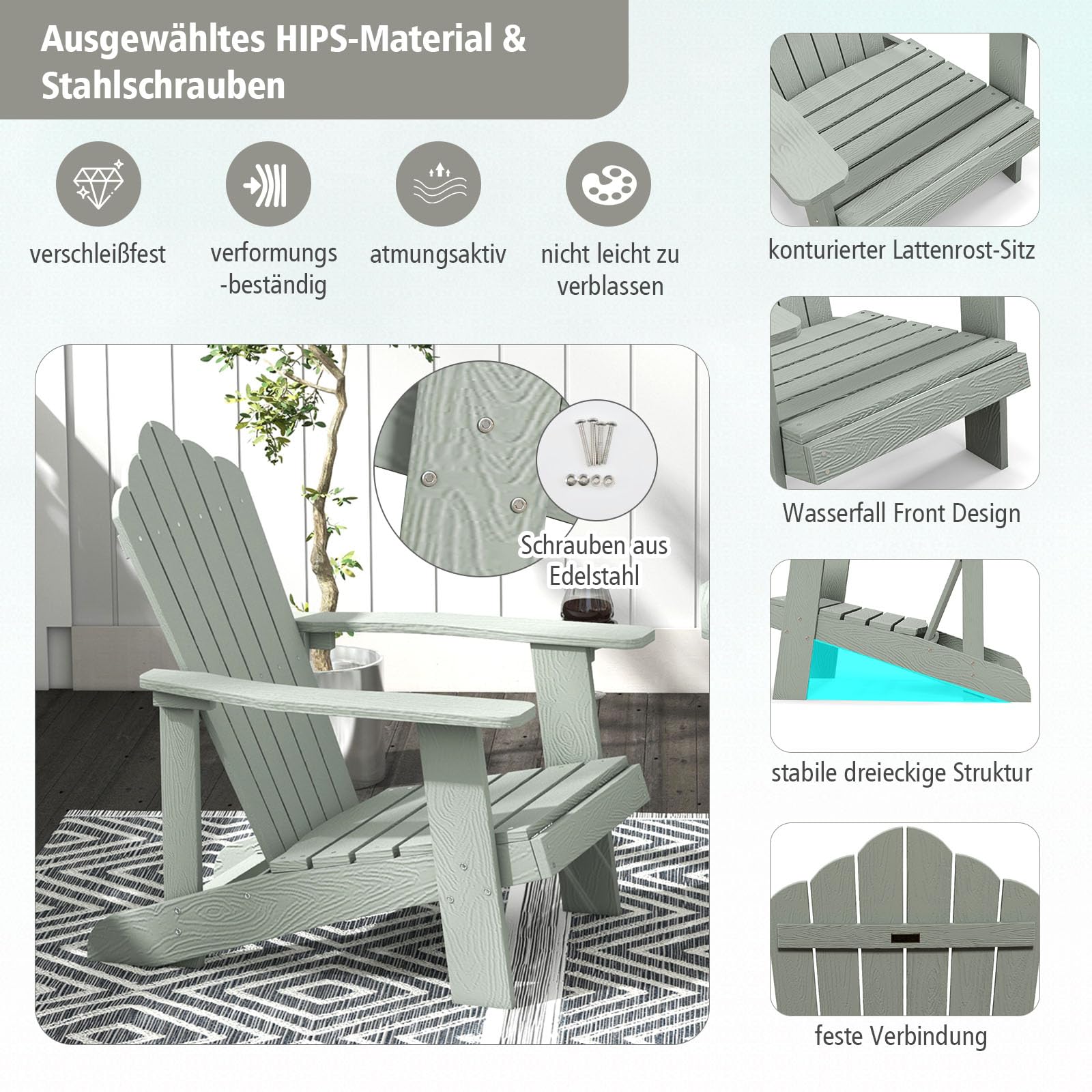 Keter Troy Adirondack Tuinstoel - 81x93x96.5cm – Groen | Leen Bakker