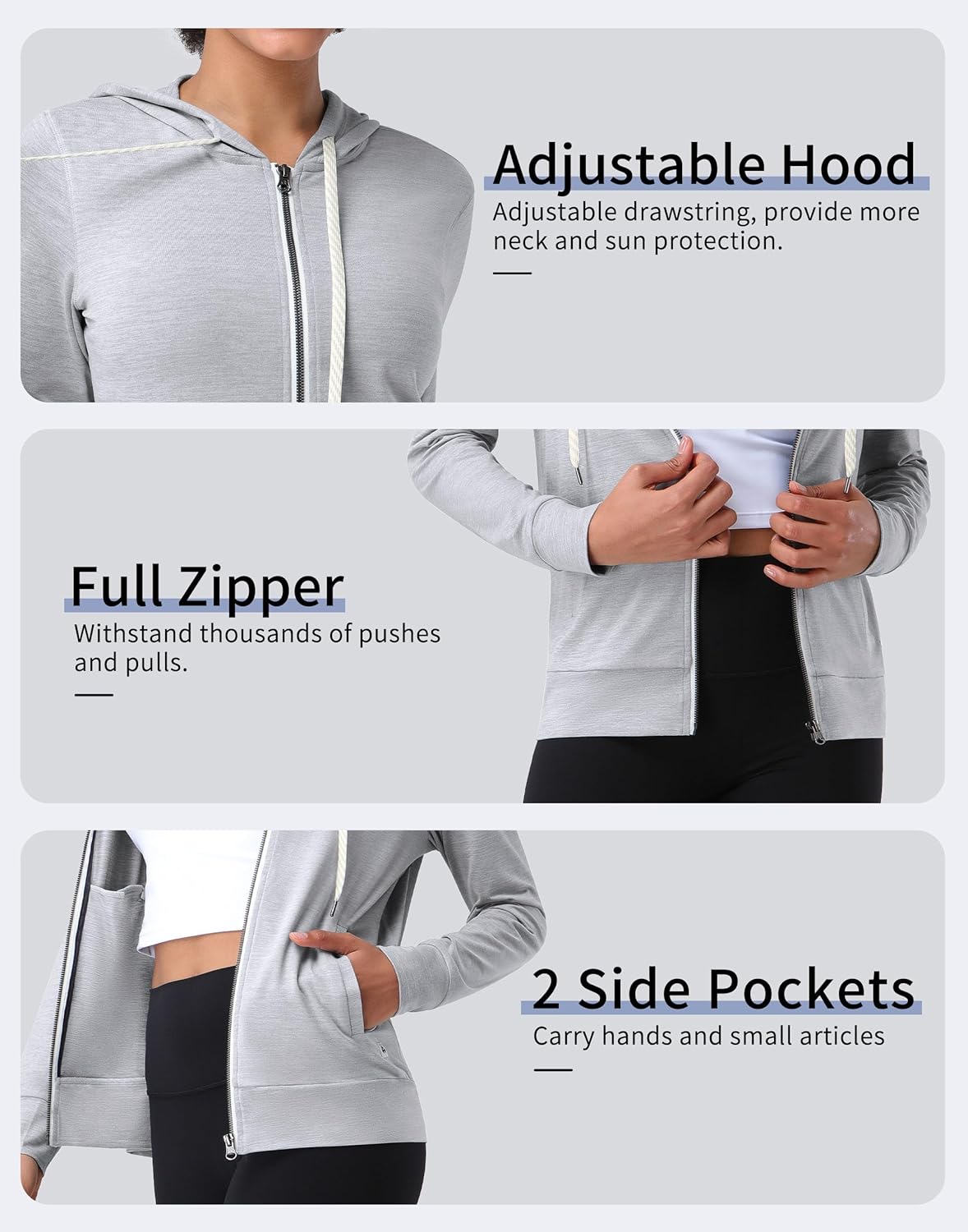 Pioneer Camp Women's Full Zip Up Workout Hoodie Soft Lightweight Hooded Sweatshirts Sweat Jacket Athletic Gym Yoga Casual - Image 5
