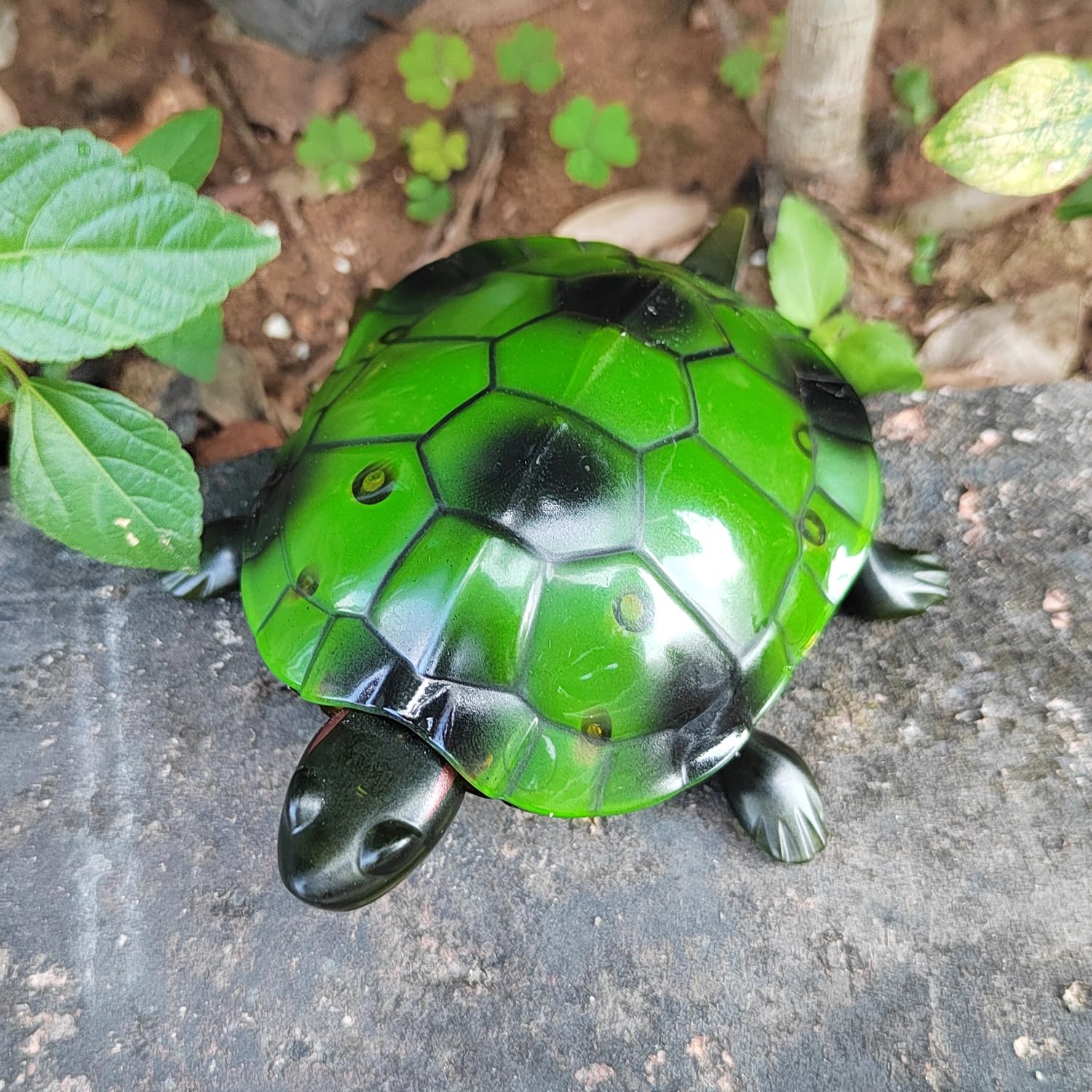Lindo juguete de tortuga RC con control remoto, simulación realista, animal electrónico eléctrico para gatos niños pequeños cumpleaños (verde) 4