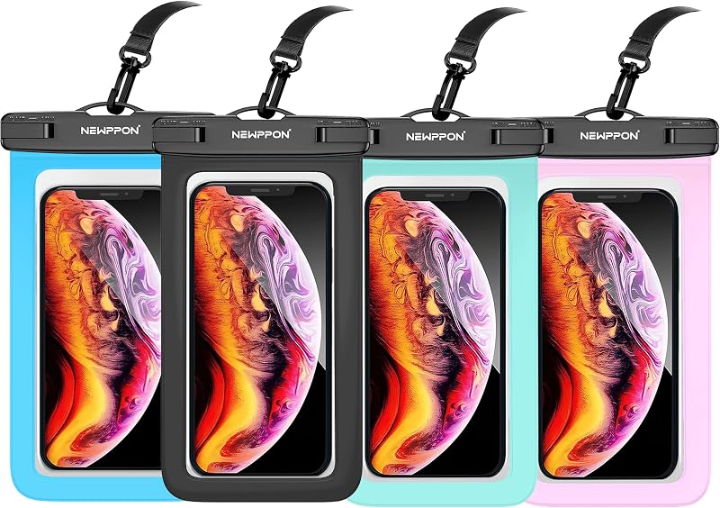 4 Pack 8.5“ Waterproof Cell Phone Pouch - Underwater Dry Bag Case Lanyard -Water Proof Clear Holder Protector for iPhone 17 16 Pro Max Plus Air Samsung Galaxy S25 Ultra Note for Beach Swimming