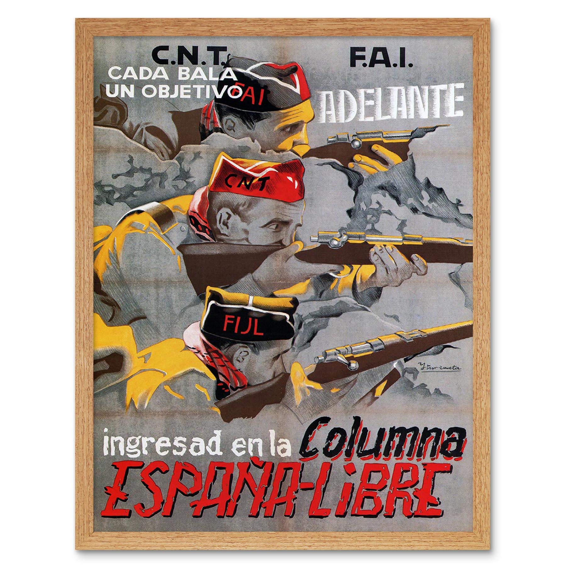 Wee Blue Coo War Spanish Civil Cnt Fai Republican Spain Vintage Art Print Framed Poster Wall Decor 12X16 Inch