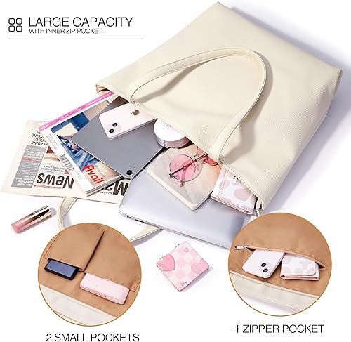 Miniatura 3 de WLLWOO WLLWOO Bolso de mano de cuero para mujer, bolsos cruzados con cremallera para hombro, bolsa de trabajo de viaje