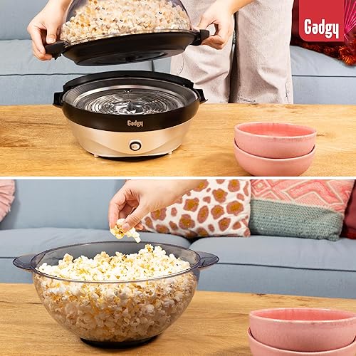 Miniatura 8 de Máquina de palomitas de maíz  Máquina eléctrica de 800 W para hacer palomitas de maíz de aceite caliente con placa antiadherente, tapa y agitador