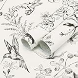 Safiyya Peel and Stick Wallpaper Floral Birds Contact Paper Black and White Wall Paper Peel and Stick Modern Boho Removable Self Adhesive Wallpaper Vinyl Rolls 118