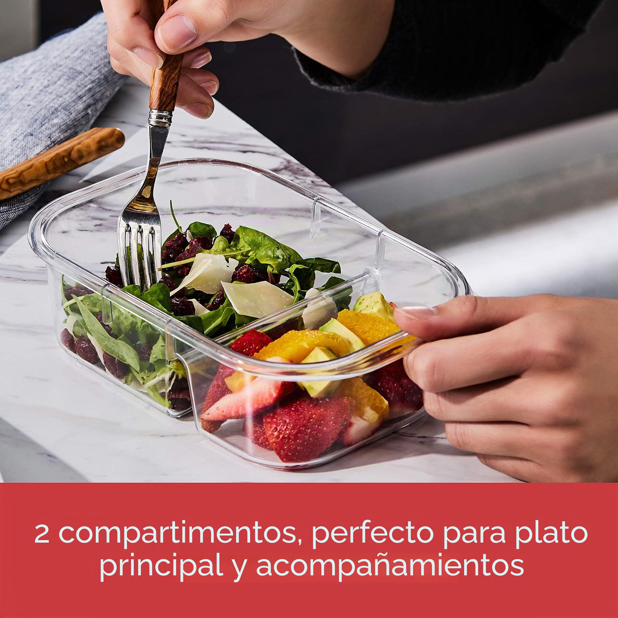 Rubbermaid Brilliance Meal Prep Containers, 2-Compartment Food Storage Containers, 2.85 Cup
