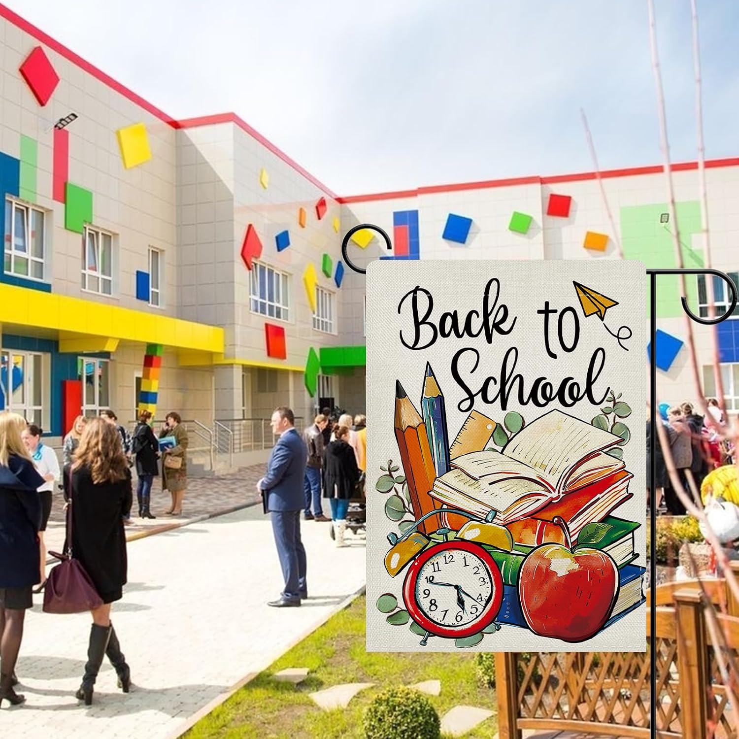 Dyrenson Back To School Book Decorative Garden Flag, First Day of School image 5