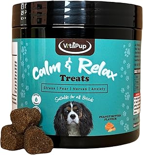 VitaPup Calm & Relax Treats for Dogs - Stress, Anxiety, Separation Anxiety, Barking, Aggression, Hyperactivity, Travel, Fireworks - Dog Calming Treats for All Breeds
