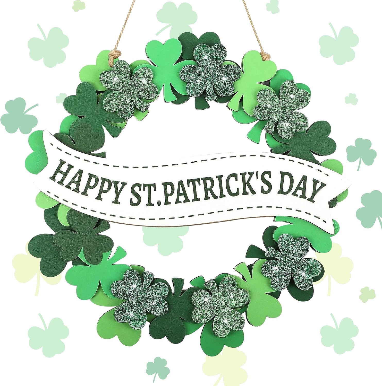 Wooden St. Patrick's Day Decoration, St. Patricks Door Wreath for Front Door Sign Wall Signs, Irish Sign Welcome Hanging for Home Decor Party Outdoor Indoor