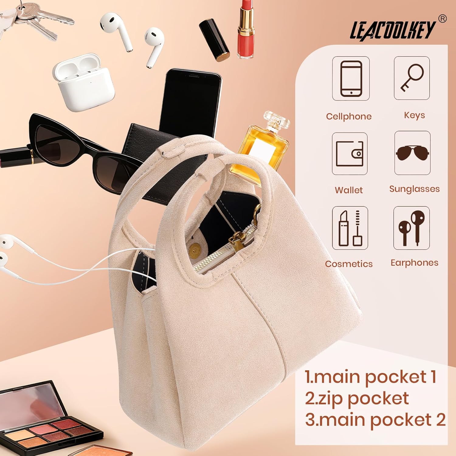 Women's Suede Bag Small Top Handle Handbag Satchel Purse for Women Trendy Designer Shoulder Handbag - Image 5