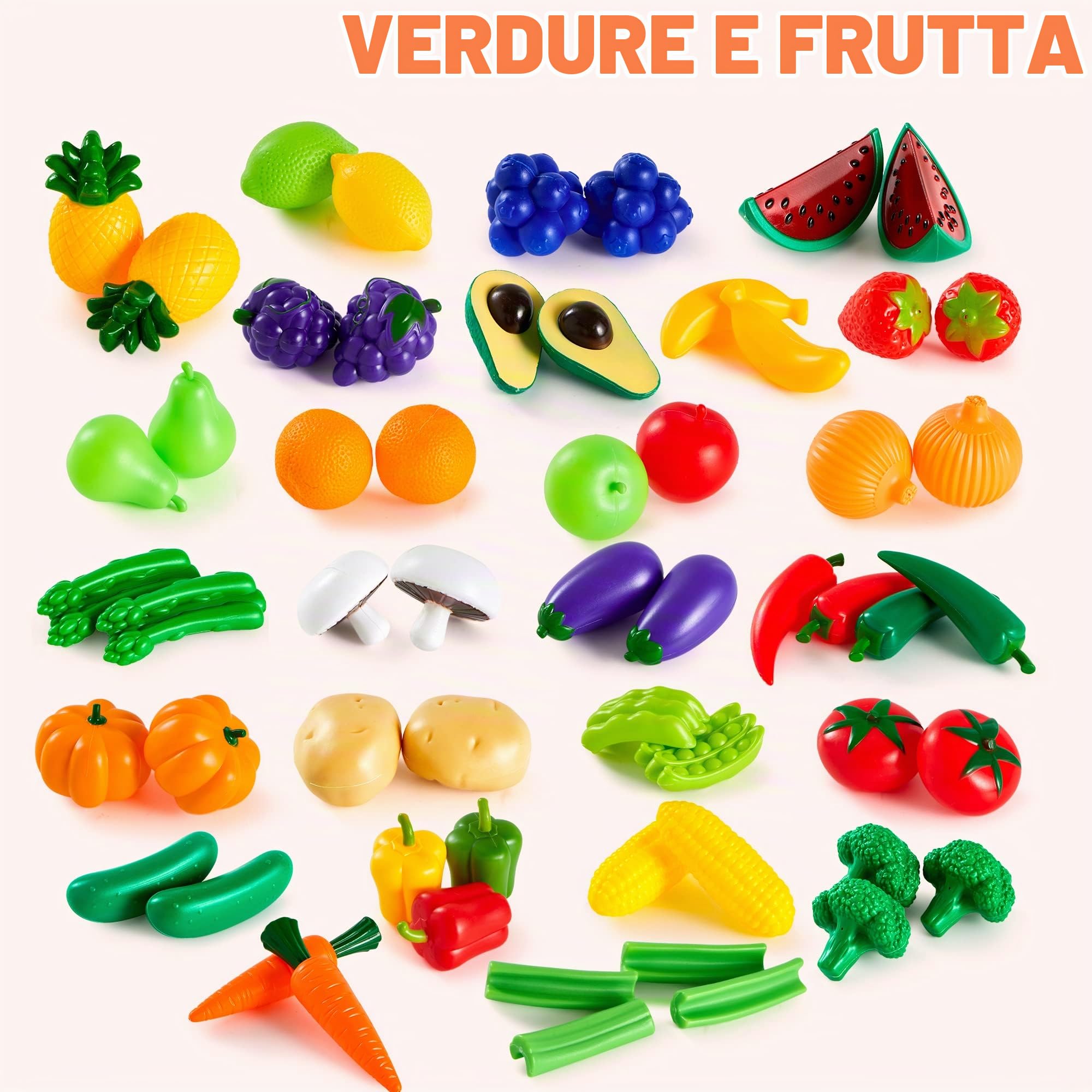 JOYIN 200 pezzi di giocattoli per bambini cibo finto plastico accessori cucina set lusso regalo compleanno giocattoli per festa