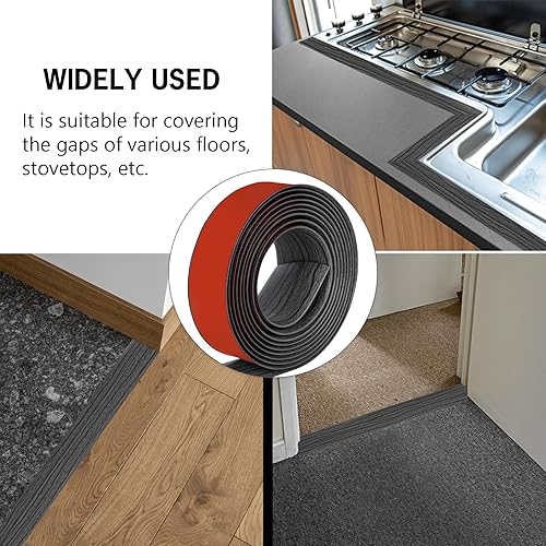 Miniatura 5 de Tira de transición de suelo de 5 pies, autoadhesiva, cubierta de vinilo, tira de transición divisora plana, diseño de grano de madera para huecos de