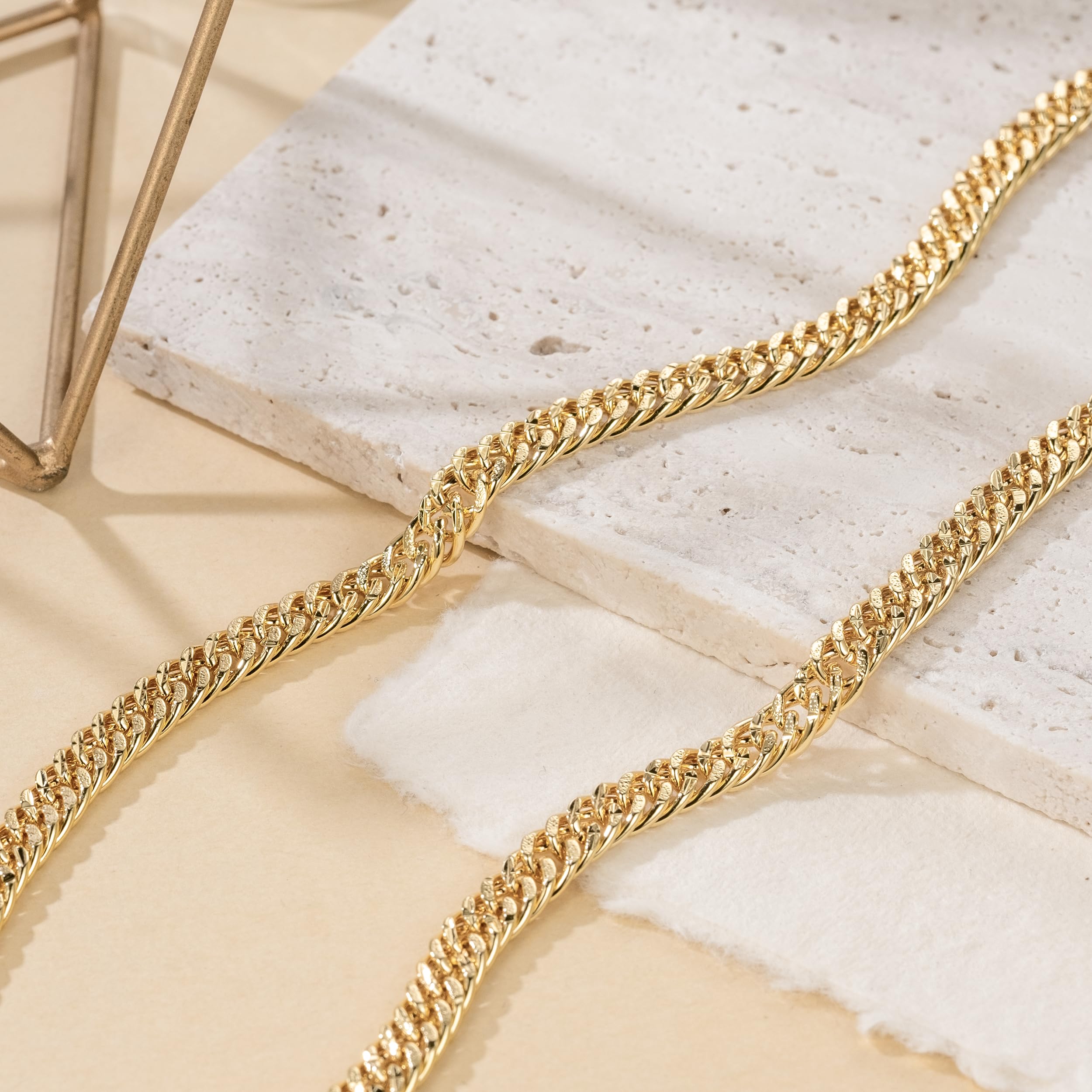Collane in oro 14 K per donne e uomini, collana a catena cubana da 6