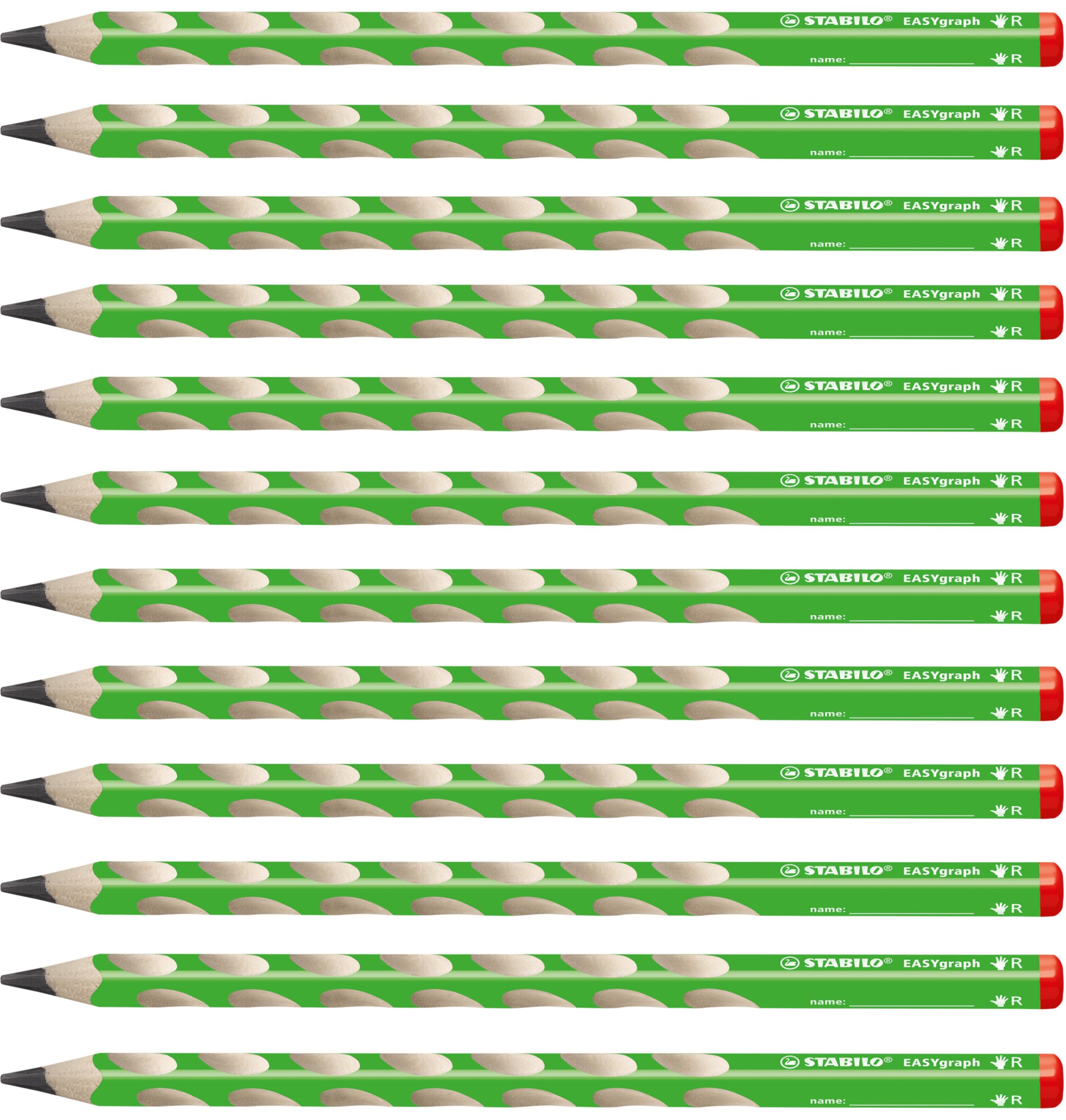 Handwriting Pencil - STABILO EASYgraph - Right-Handed - Green - Pack of 12 - HB