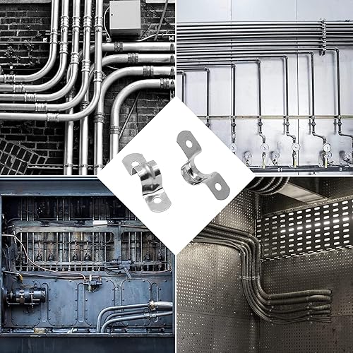 Miniatura 5 de Paquete de 10 correas de tubo rígidas reforzadas, abrazaderas en U, correa rígida de acero inoxidable M40, soporte de sujeción de tubería