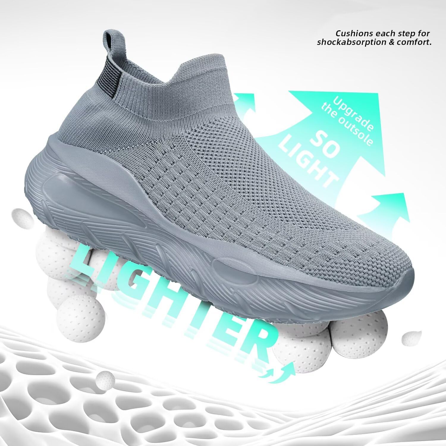 Mens Walking Shoes Running Athletic Sports Sneakers Slip on Mesh Lightweight Breathable Tennis Gym Soft Sole - Image 6