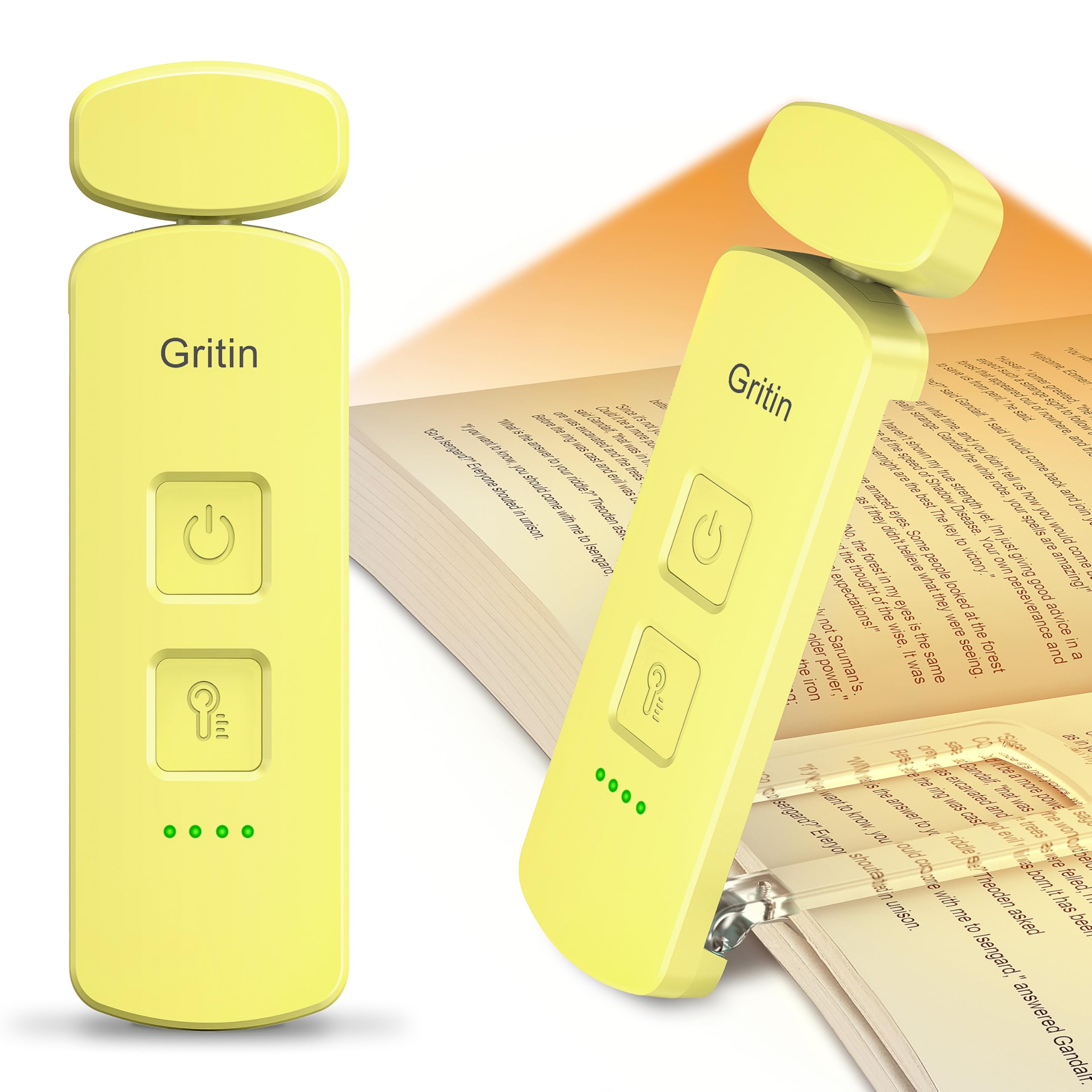 Gritin Luz de Lectura Recargable, Lámpara de Lectura para Protección Ocular con Pinzas - 3 Colores & 3 Brillos Ajustables, Plegable Luz Libro para Leer en la Cama, Ideal para Amantes de los Libros