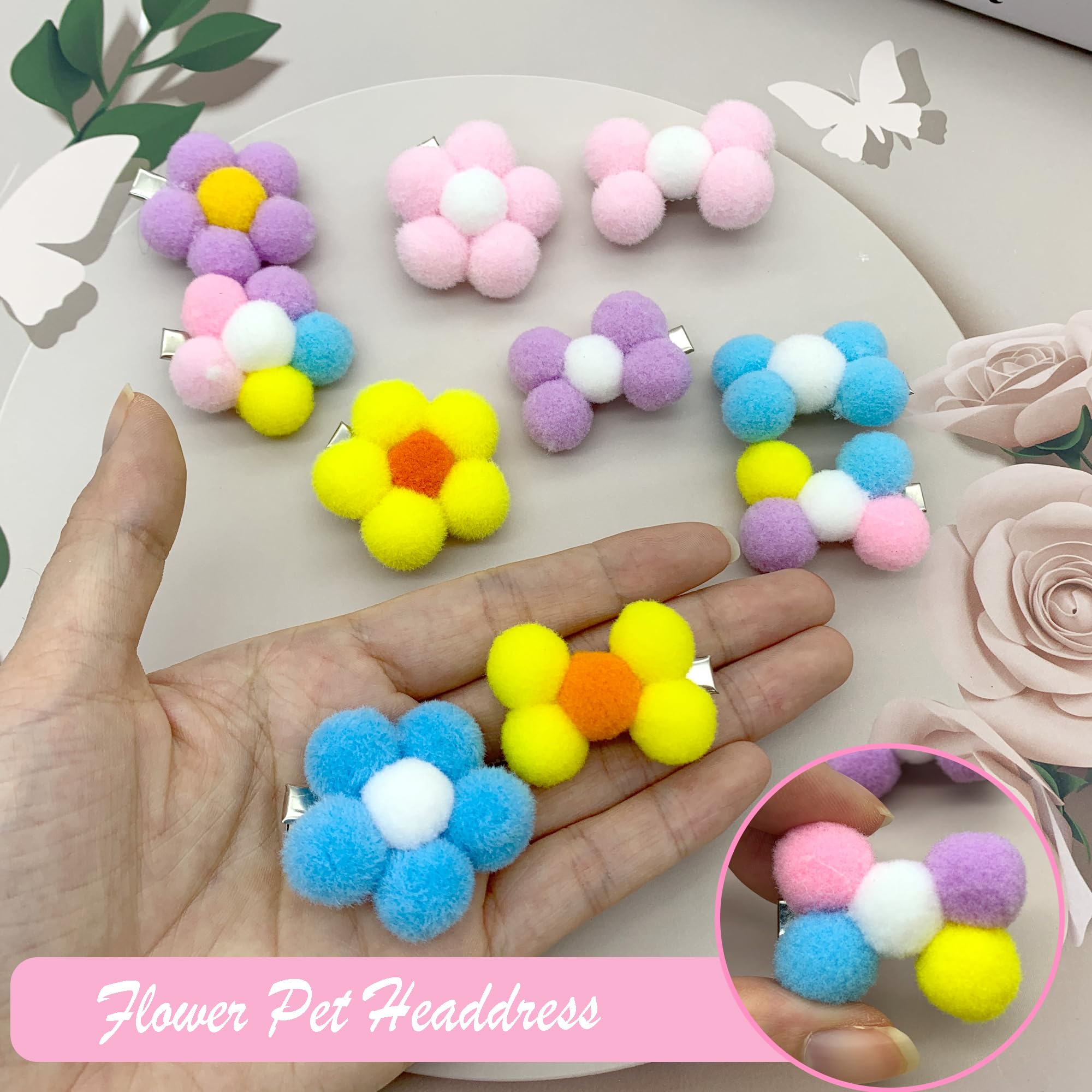 DHER 10 Pieces Dog Hair Clips Pet Hair Bows Pet Hair Clips Small Animal Hair Clips Super Cute Dog Headdress Cute Cat and Dog Party Supplies (C) - Image 2