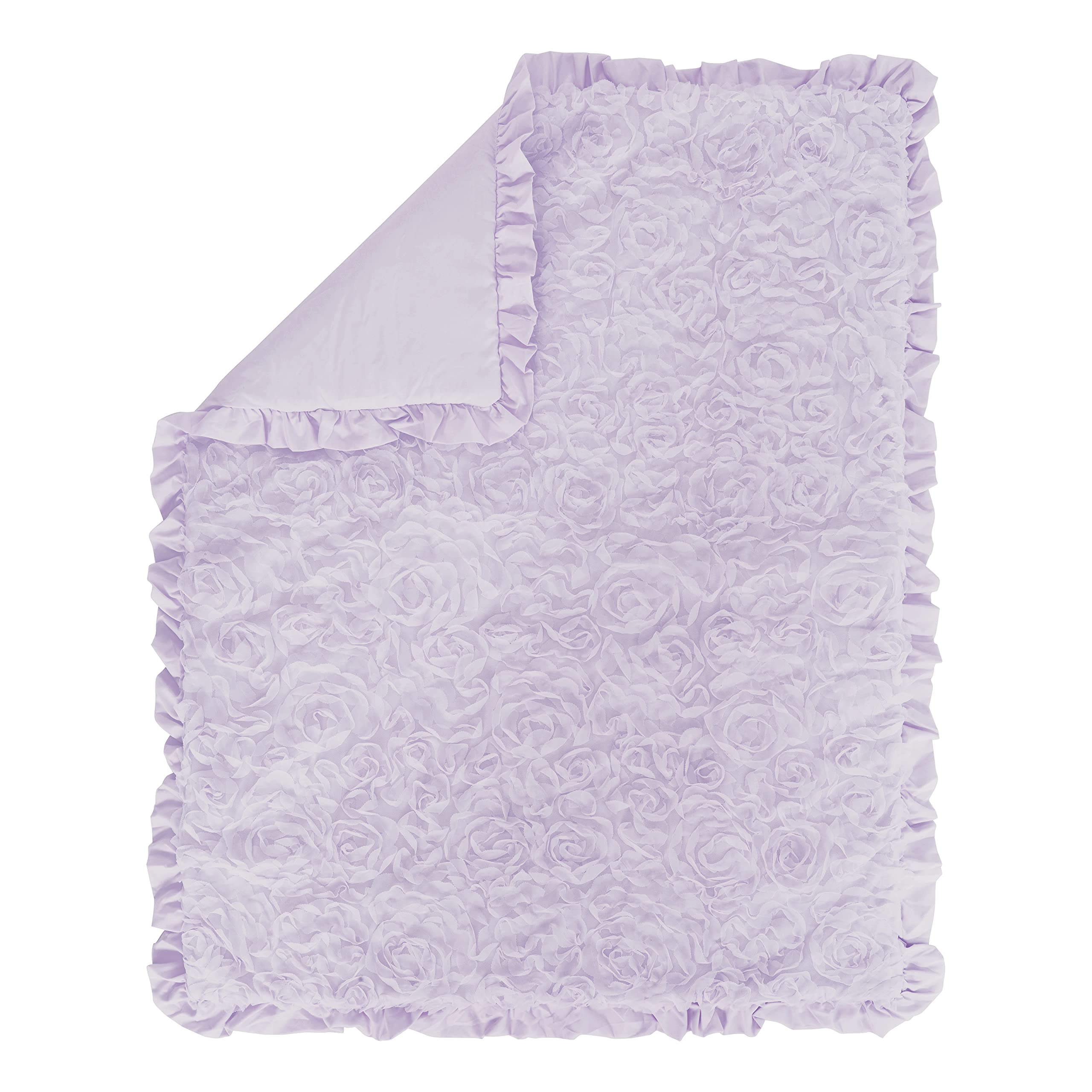 Sweet Jojo Designs Juego de ropa de cama para cuna de bebé con diseño de rosas y flores moradas, transpirable, forro de malla transpirable para cuna, 6 piezas, flor de lavanda sólida, elegante,