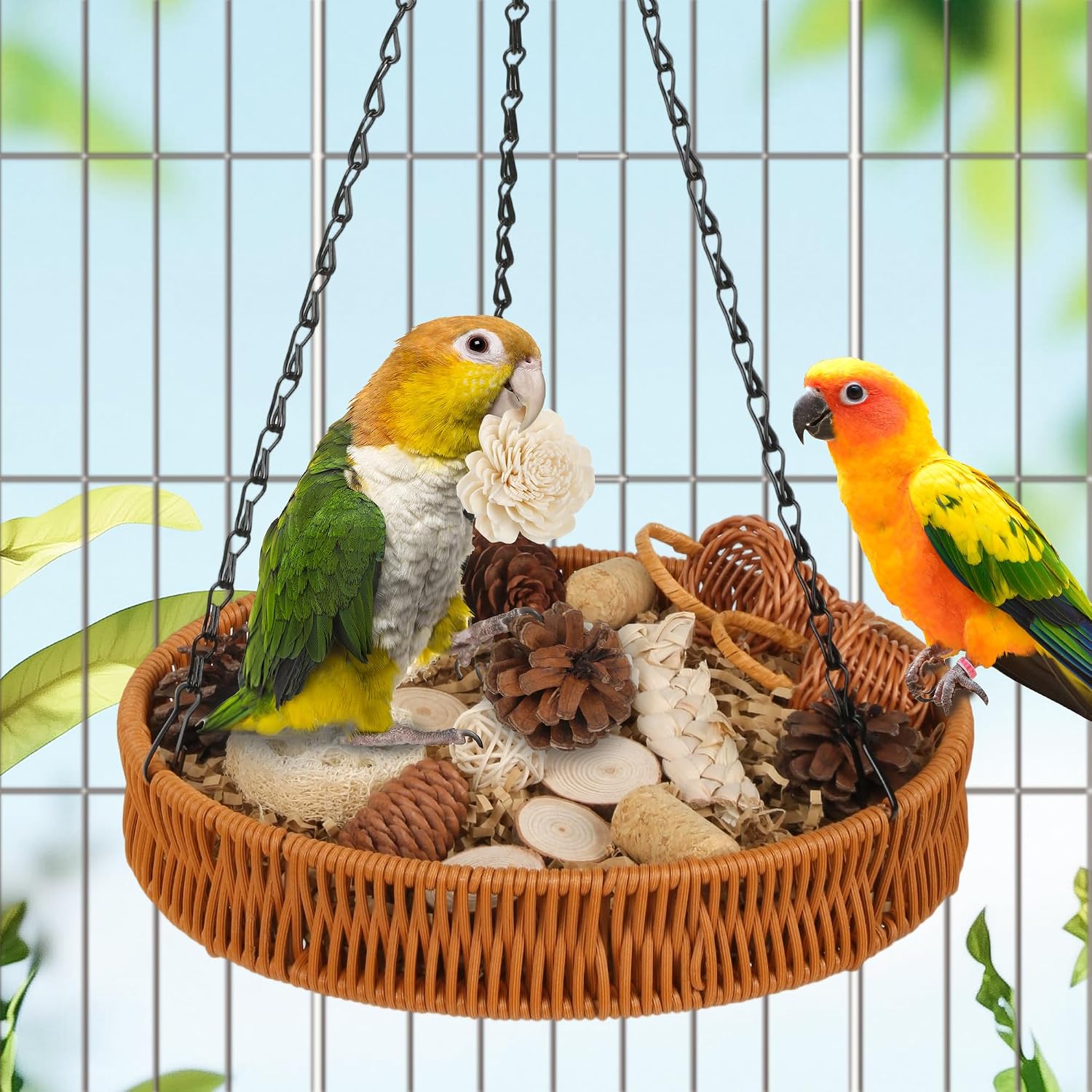 Bird Toys Natural Bird Foraging Toys Parrot Shredding Toys(Large) image 2