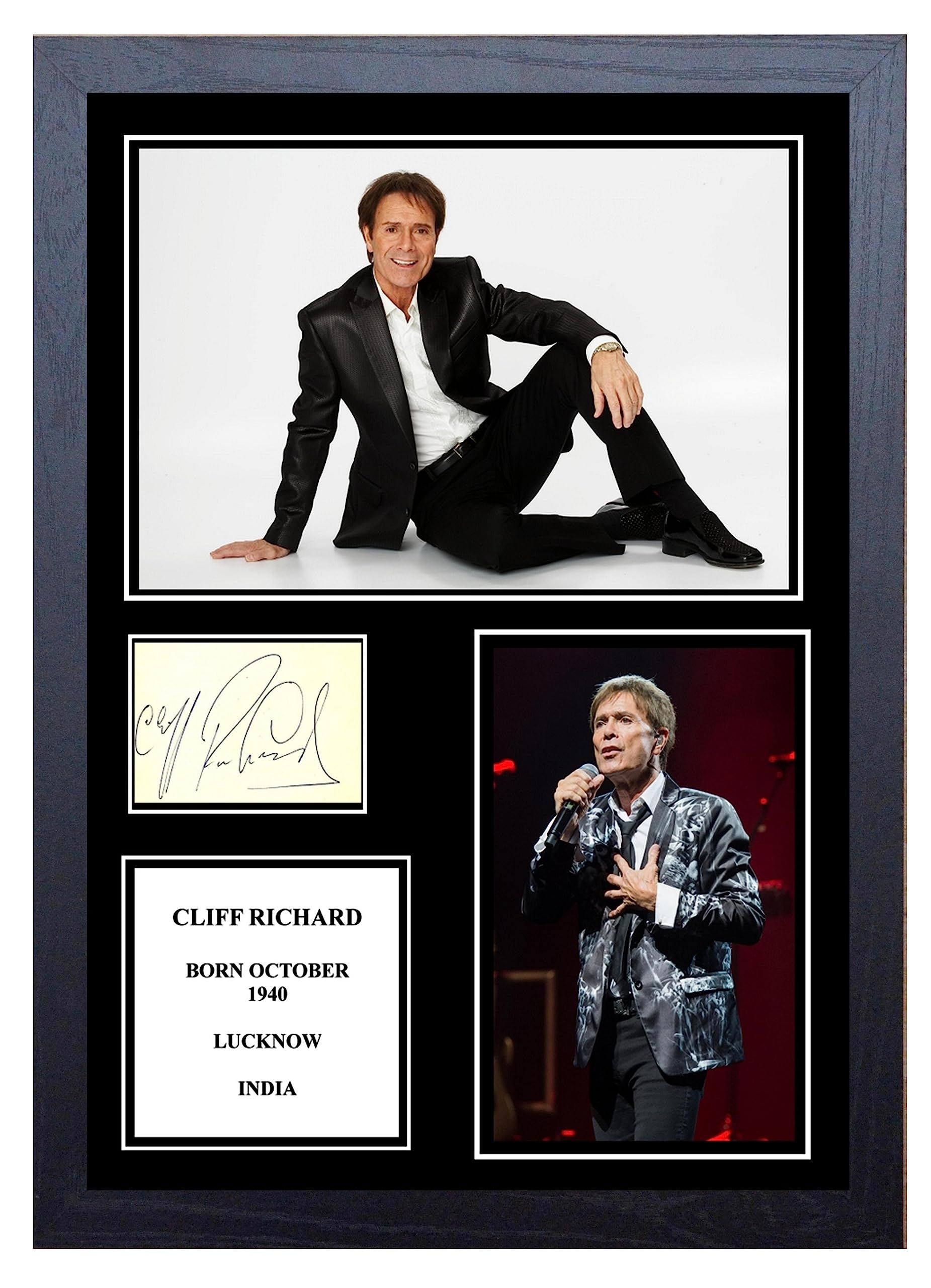 Signed By The Stars Multi Stunning Cliff Richard Signed/Autographed Print (A4 Framed 34Cm X 24Cm)