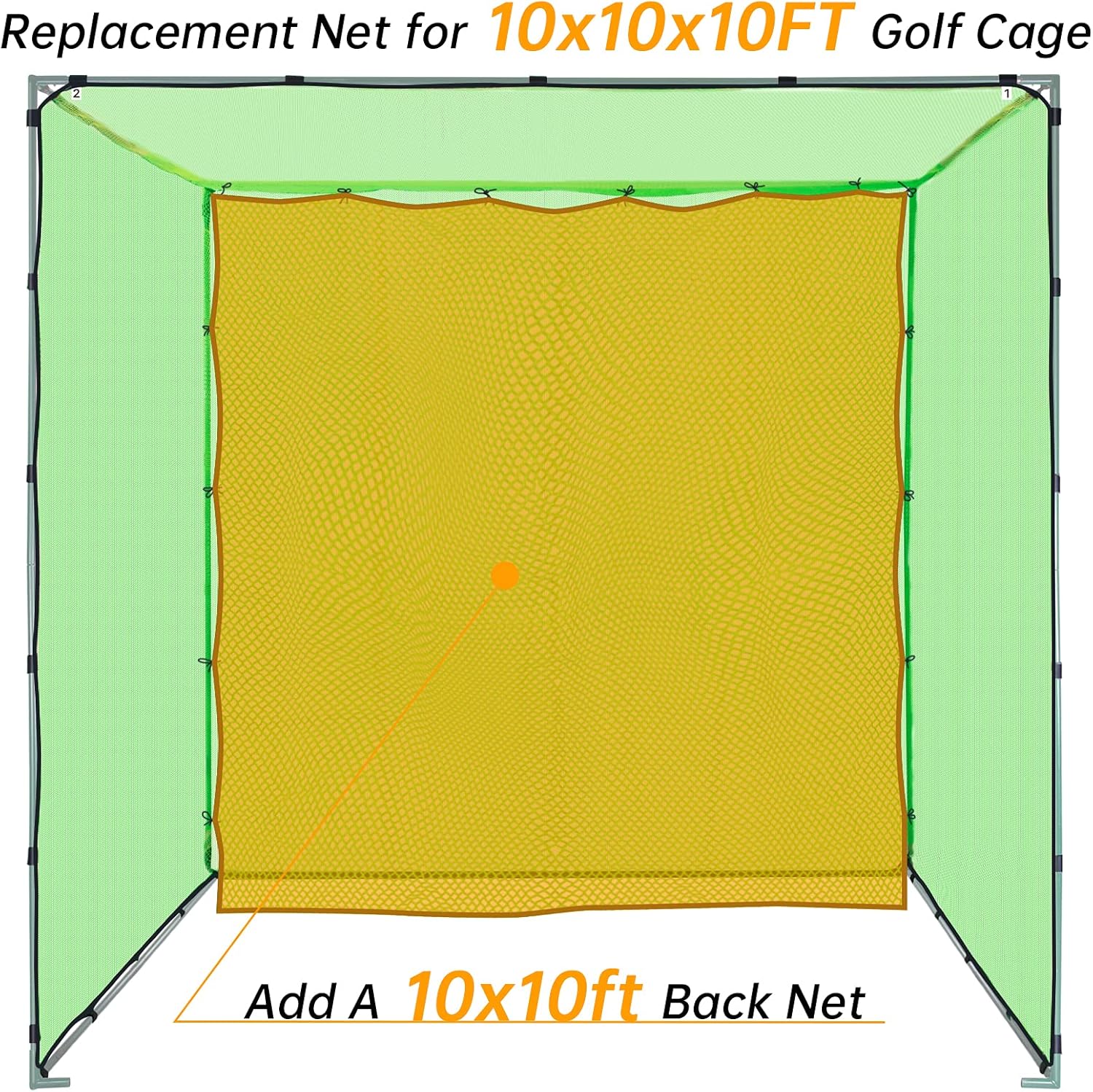 Golf Cage Net Only,Golf Hitting Net,Replacement Netting for 10X10ft Golf Cage,Golf Cage Replacement Net Without Bottom,Mutli Sports Net Replacement : Sports & Outdoors