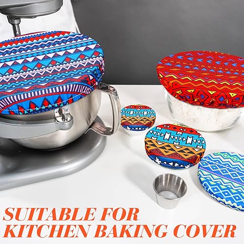 Miniatura 4 de Patelai 10 Pzs Cubiertas para Tazones Reutilizables en 5 Tamaños Tela Elástica de Tela Cubiertas Elásticas para Tazones de Almacenamiento de