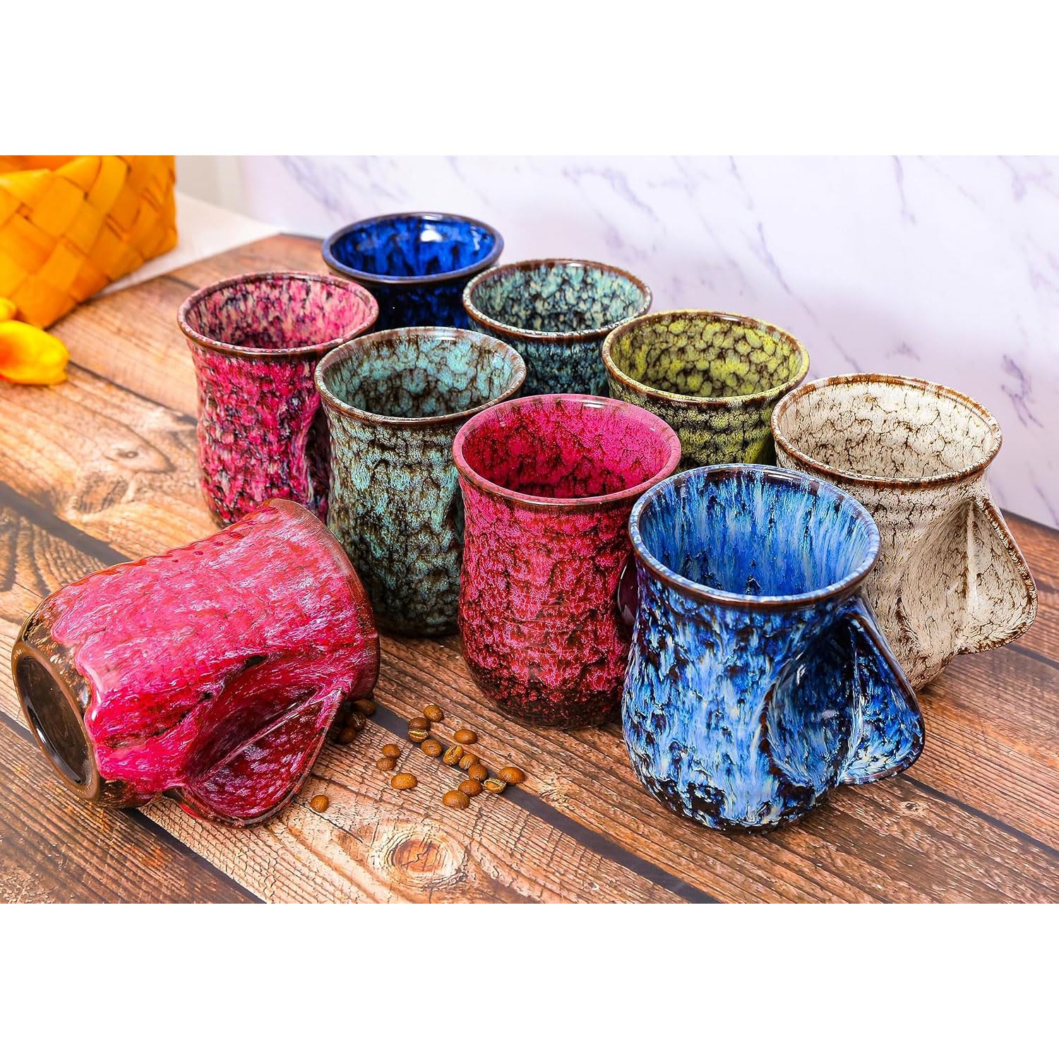 Keramik-Handwärmer, Kaffeetasse, Teetasse, hält Ihre Hände warm, bequemer Handwärmer, mikrowellen- und spülmaschinenfest (grün)