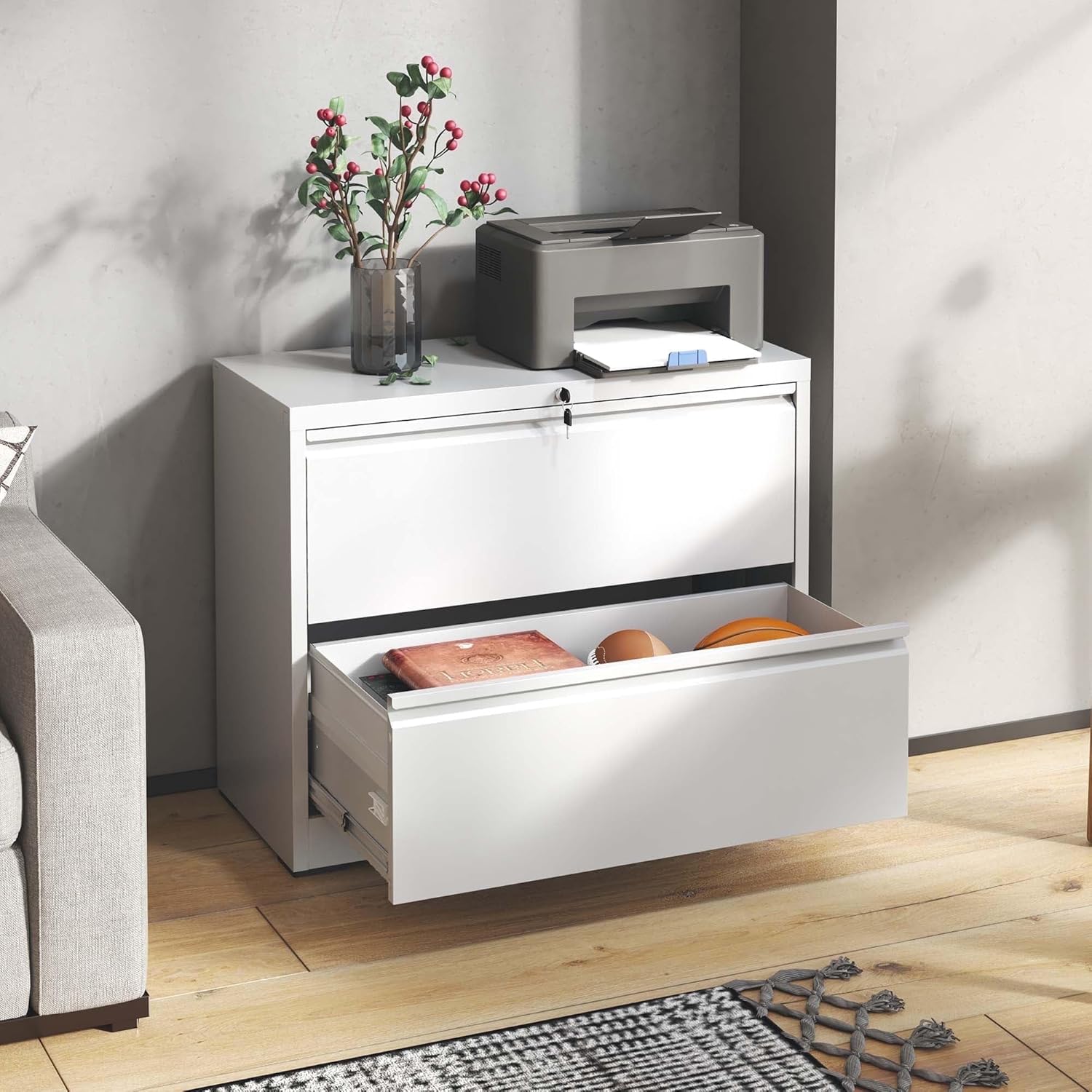 2-drawer lateral file cabinet with lock