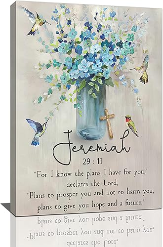 Miniatura 1 de Arte de pared de Jeremías cristianas con versículos bíblicos, escrituras, lienzos, pinturas rústicas religiosas florales, enmarcadas, regalos