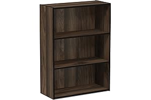 Furinno Pasir 3 Tier Open Shelf Wooden Bookcase, Columbia Walnut