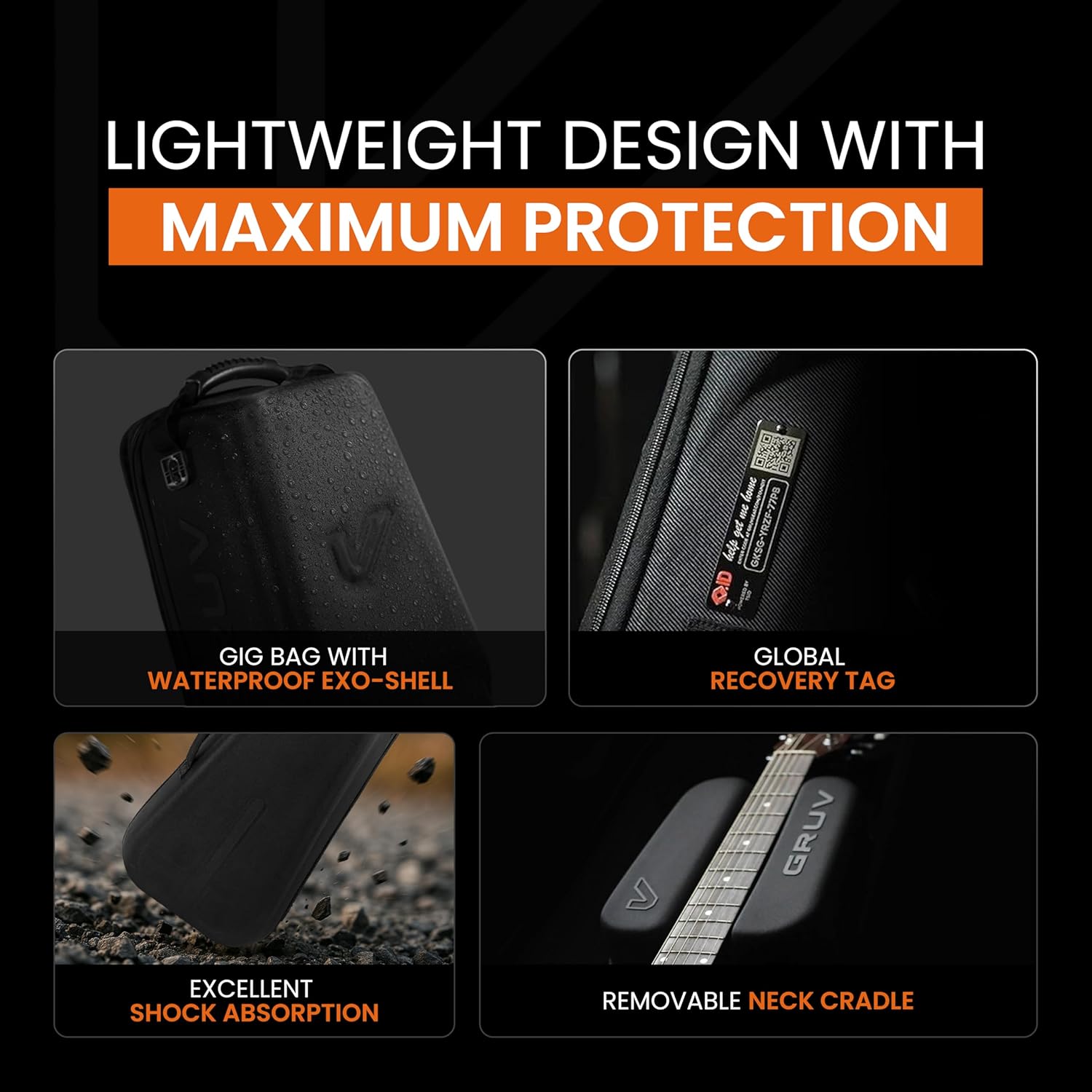 Gruv Gear Bass Guitar Case Soft, Patented Bass Guitar Gig Bag with Adjustable Backpack Straps, Easy Rolling Wheels, Travel Approved, Multiple Pockets for Guitar Accessories, Lightweight Case