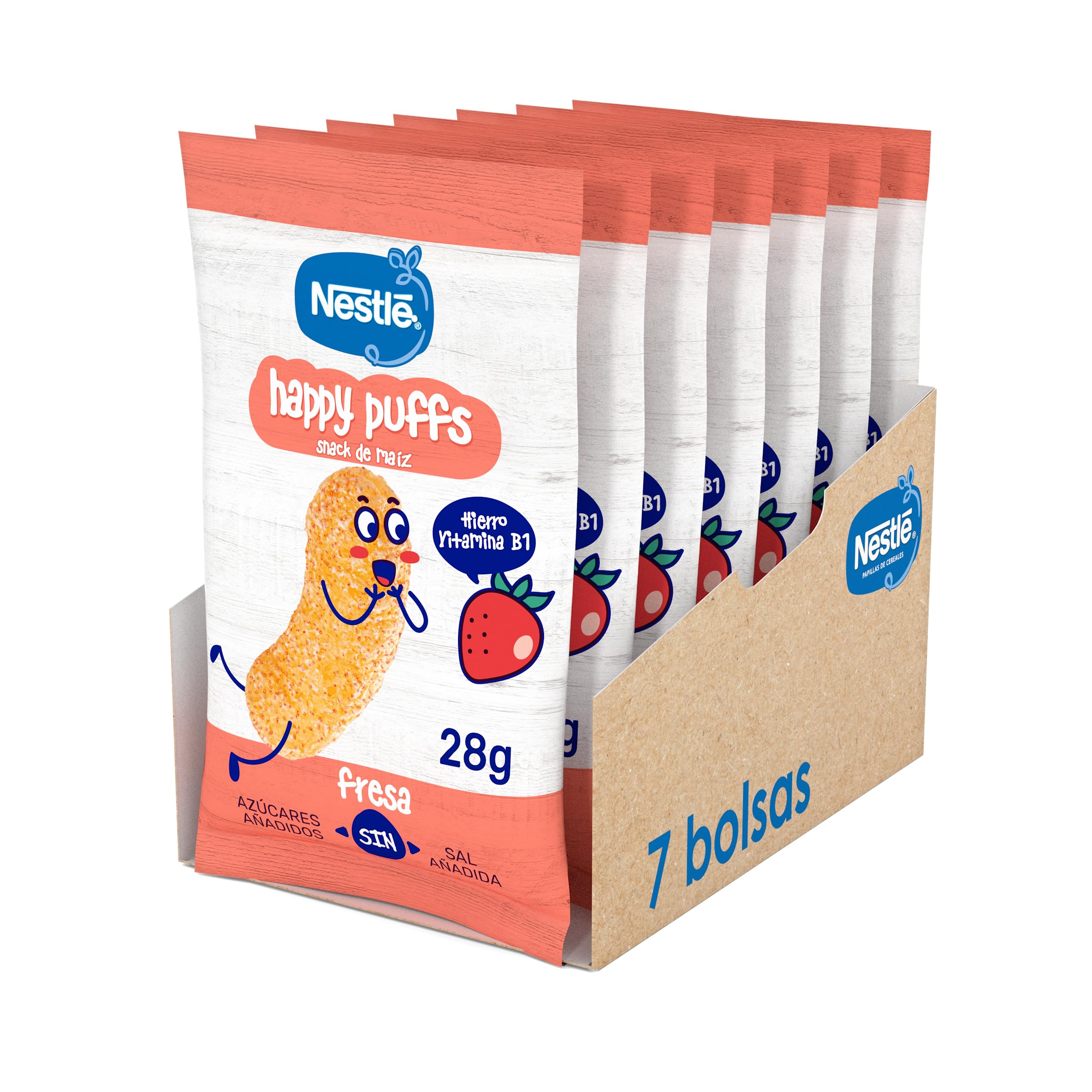 NESTLE Happy Puffs Maíz Fresa 7x28g