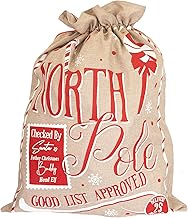 SHATCHI Extra Large 60 x 78 cm Jute Hessian Drawstring Gift Bag Christmas Accessories Plaid by Santa