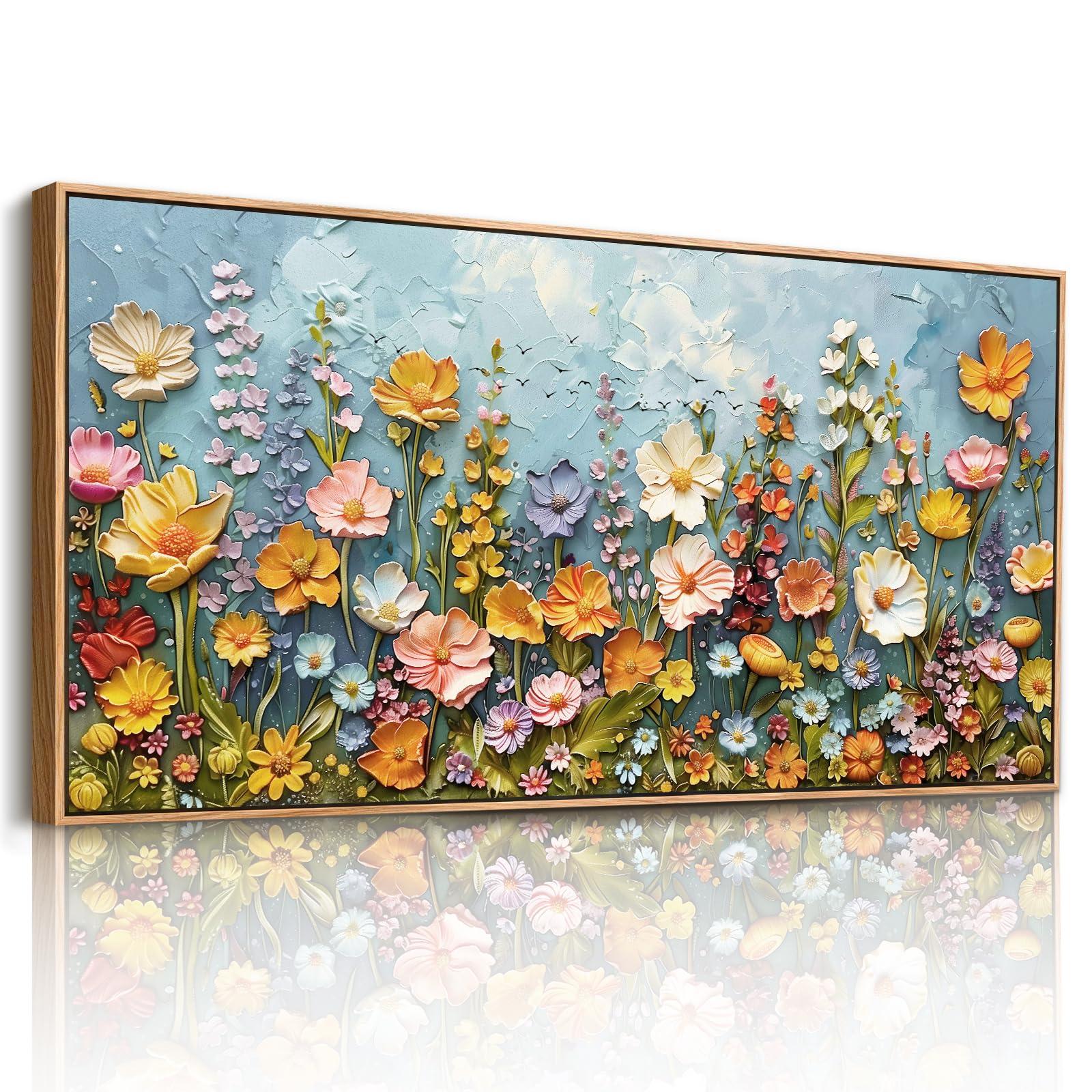 JHHUAMO Cuadros Decoracion Salon Modernos, Marcos para Lienzos Decorativos Grandes, Laminas Decorativas de Flores de Colores, Pinturas Dormitorios Habitación Pasillos Oficinas Comedor 73x146cm | Estampado floral, impresión de alta calidad, colores brillan