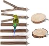 8 PCS Natural Wood Bird Perch Birdcage Stand Wooden Parrot Perch Stand Perch Platform Cage Accessories for Parrotlets Budgies Cockatiels Parakeets Lovebirds