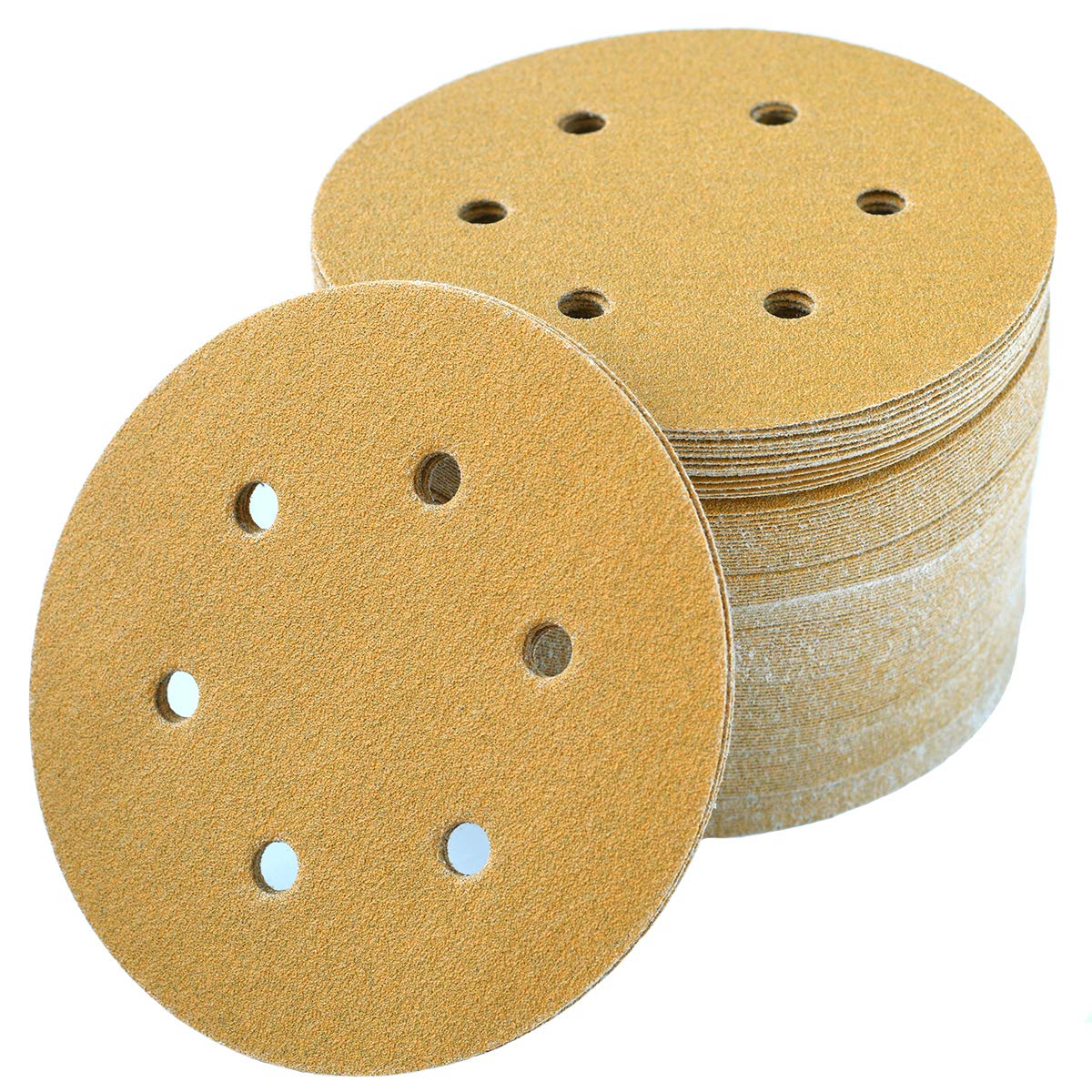 Aiyard 6-Inch 6-Hole Hook and Loop Sanding Discs 100-Grit, Random Orbital Sandpaper for Automotive and Woodworking, 100-Pack