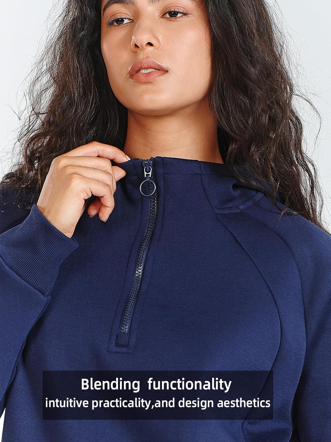 ALLZERO Women's Hoodies Fleece Quarter Zipper Sweatshirts Fall Fashion Pullover Sweaters Winter Clothes - Image 4