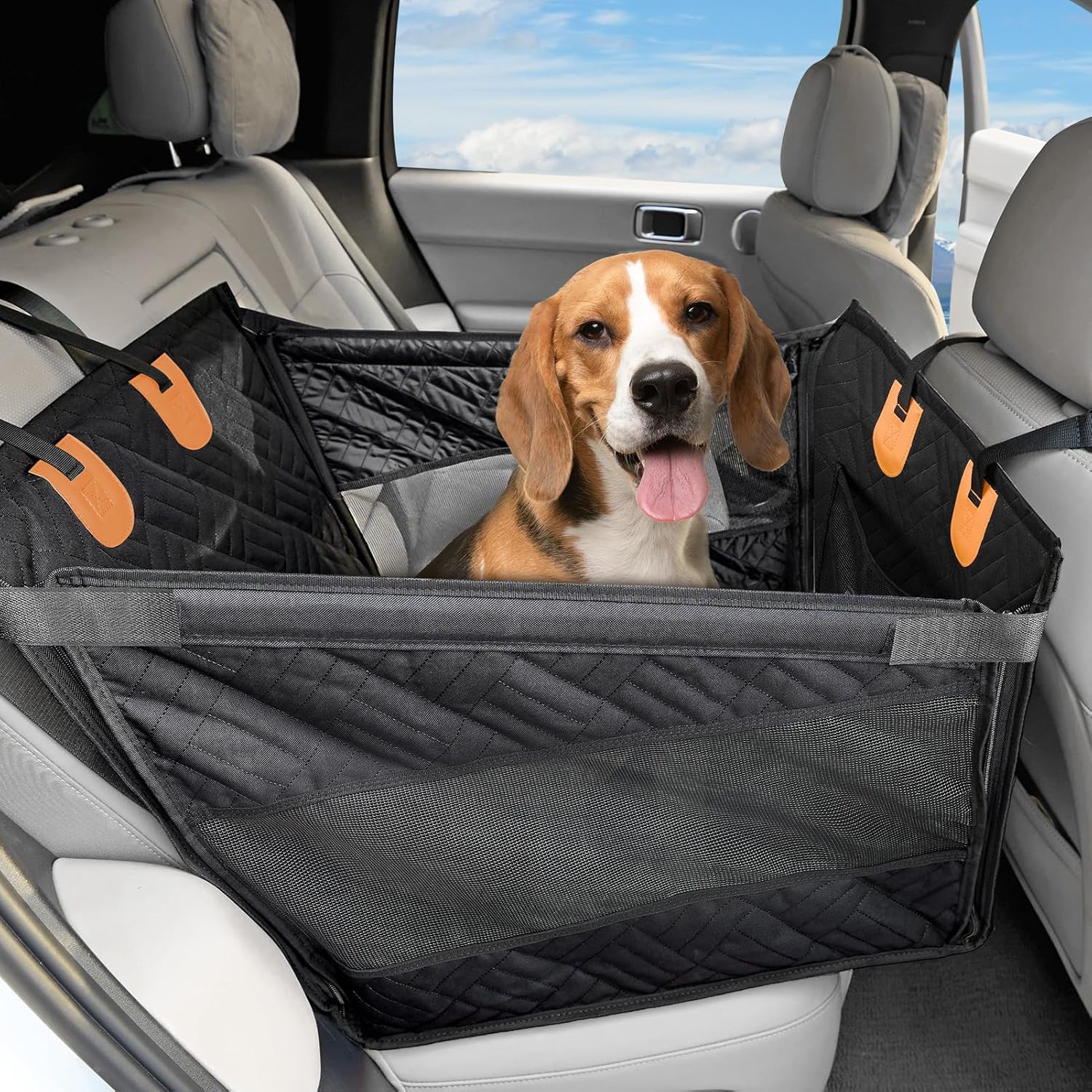 Kohree Dog Car Seat Cover for Small Dogs, Hard Bottom Dog Car Seat Cover for Back Seat with Upgraded PVC Pipe, Waterproof 900D Car Hammock for Dogs Pet Back Seat Extender for Cars SUV Truck-S S: Single Seat
