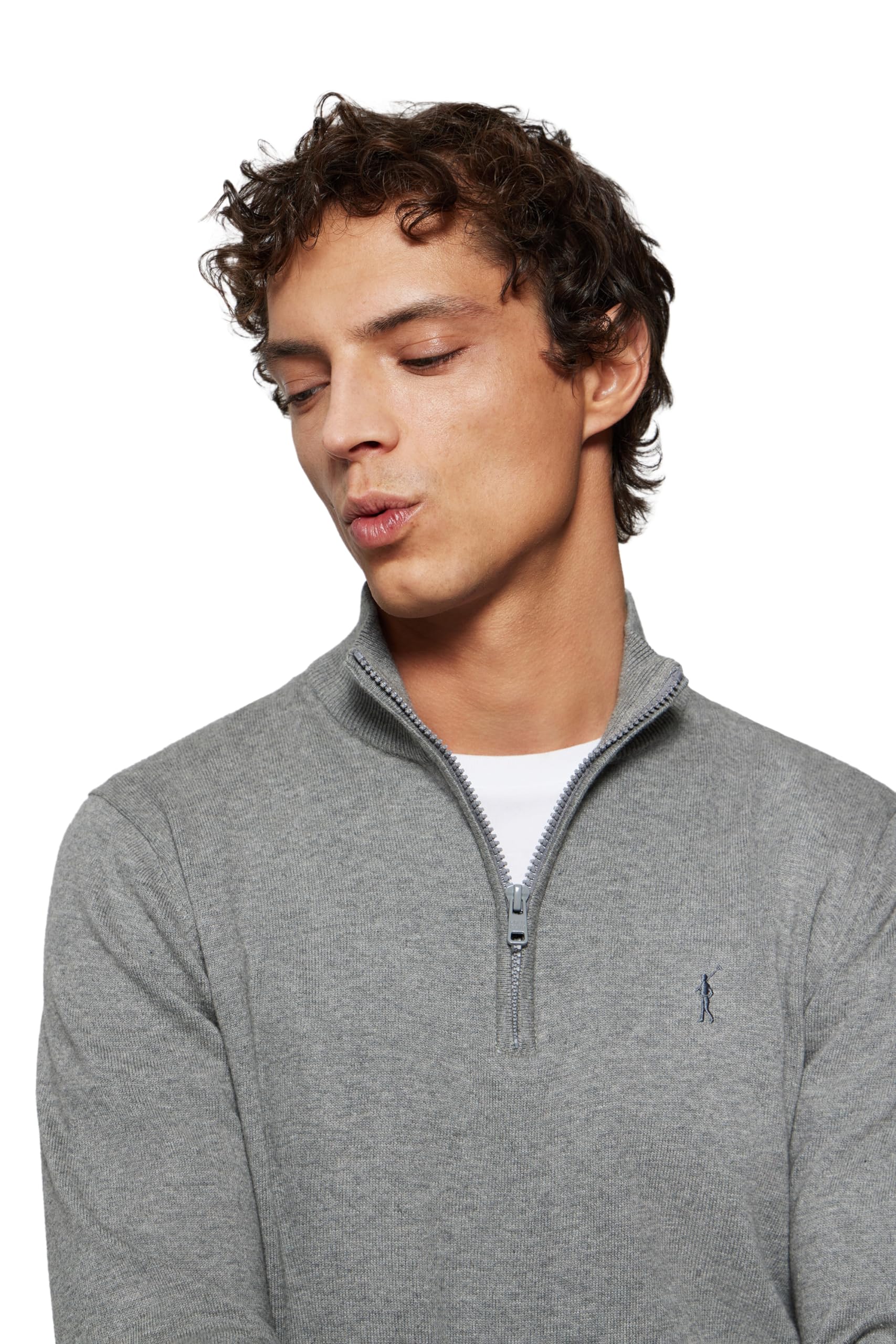 Polo Club Maglione Uomo Maniche Lunghe Maglioni con Cerniera sul Collo Pullover 100% Cotone